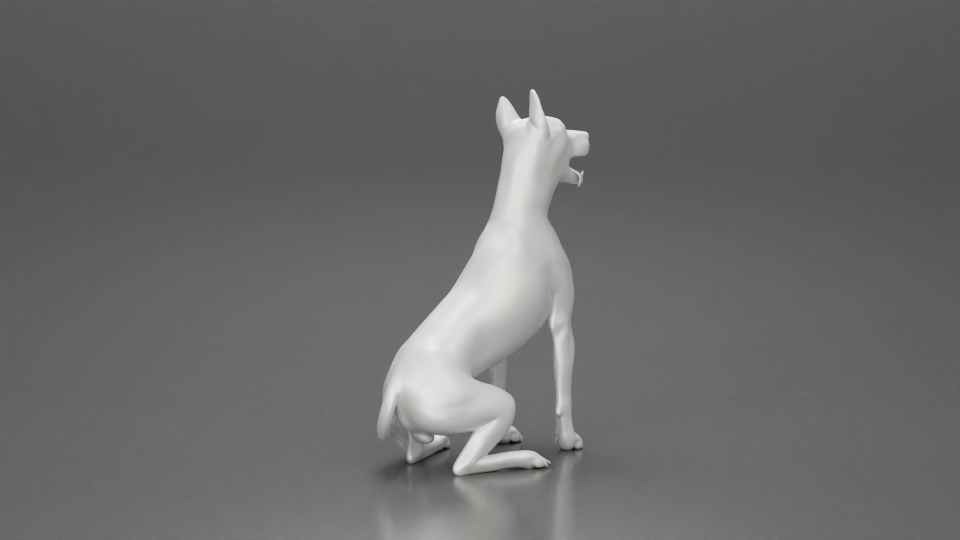 Woman in a cap and mini jacket sitting and hugging her happy dog 3D print model_32