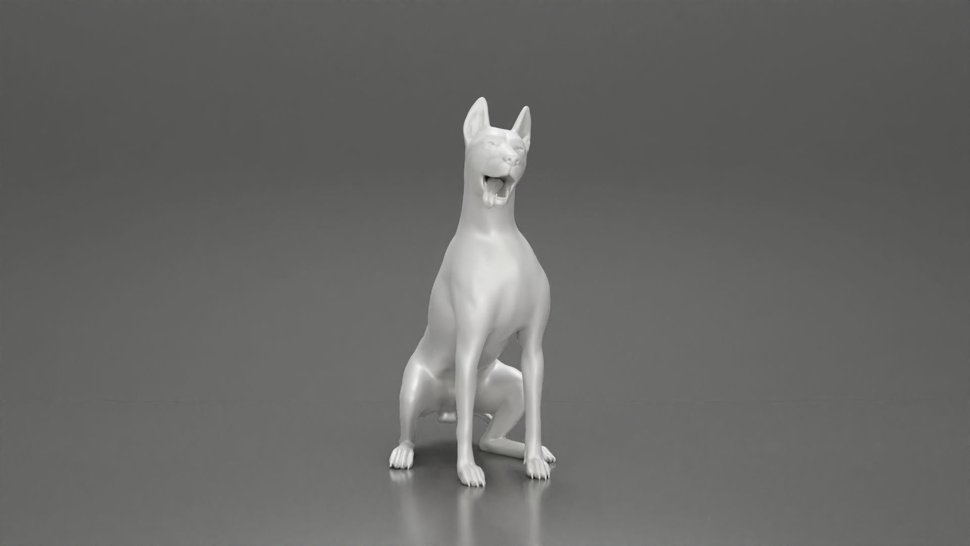 Woman in a cap and mini jacket sitting and hugging her happy dog 3D print model_30