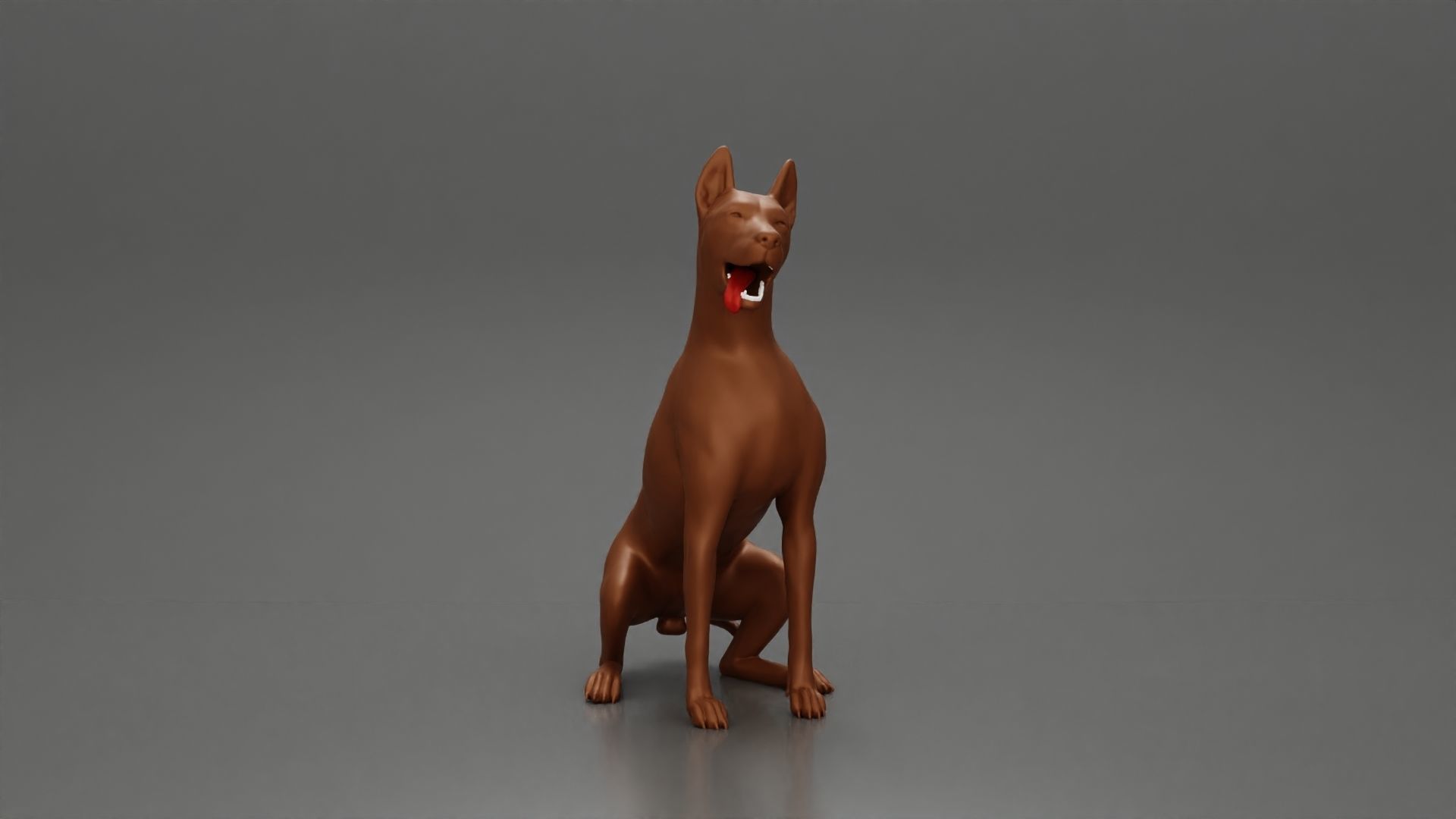 Woman in a cap and mini jacket sitting and hugging her happy dog 3D print model_2