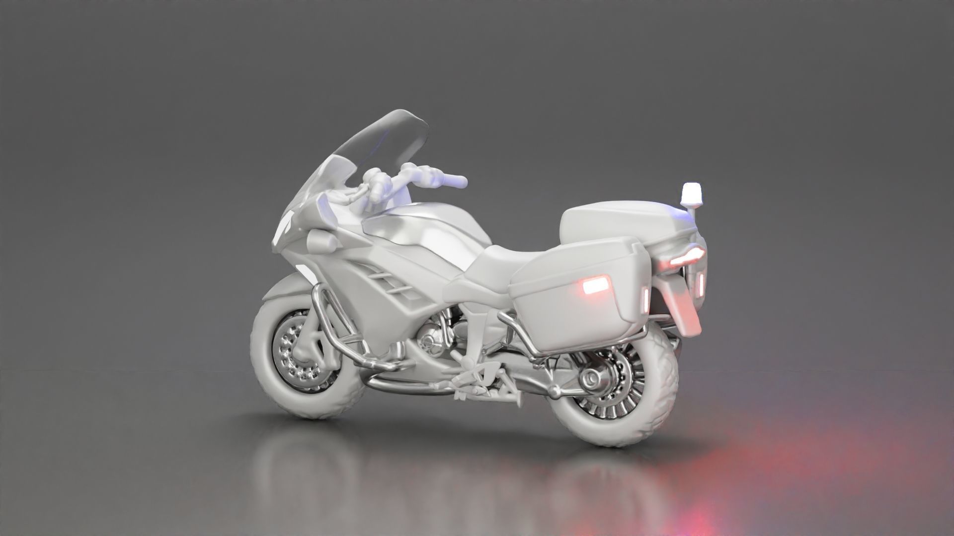 Motorcycle police officer stopped at a red light 3D print model_33