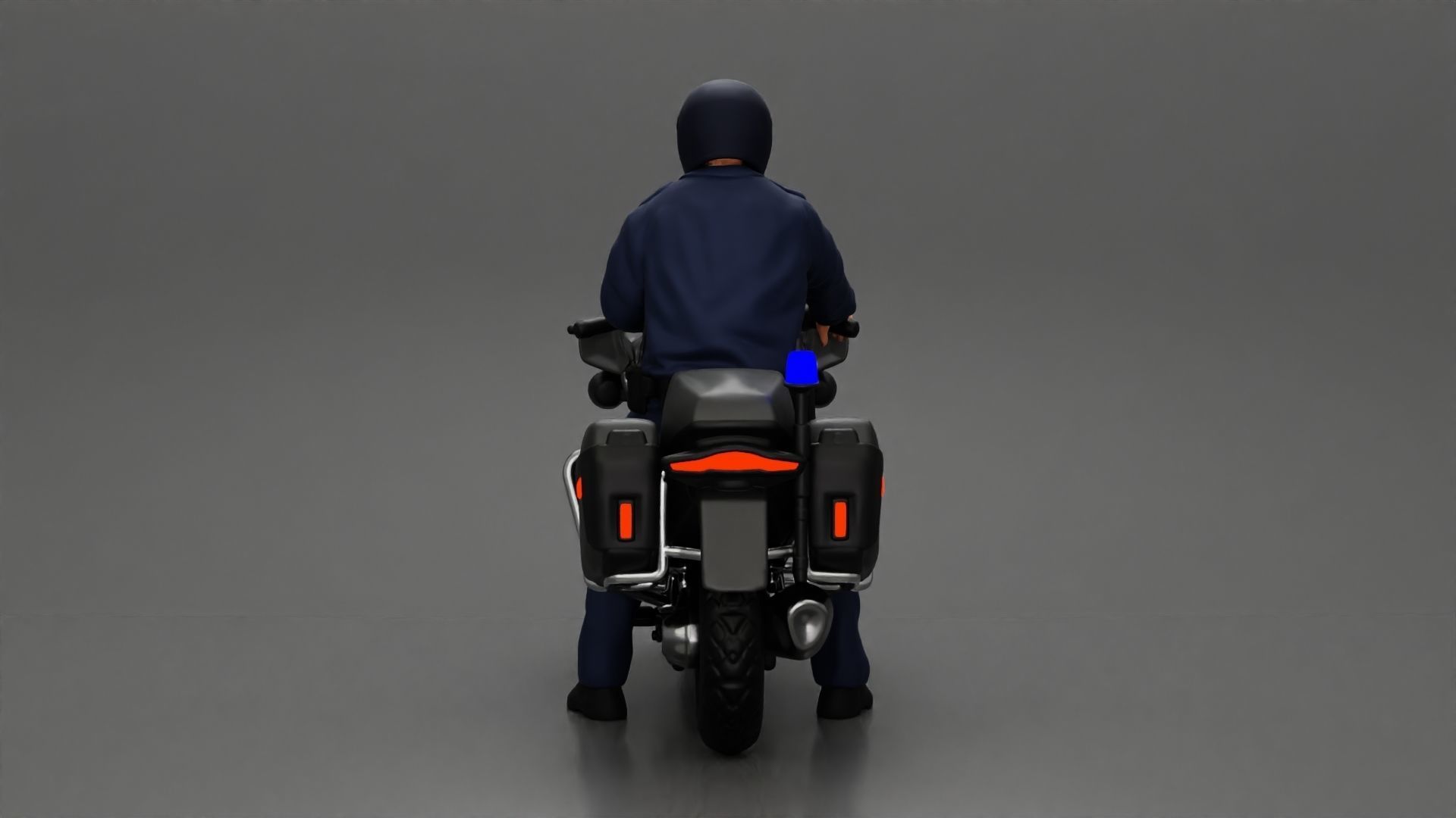 Motorcycle police officer stopped at a red light 3D print model_4