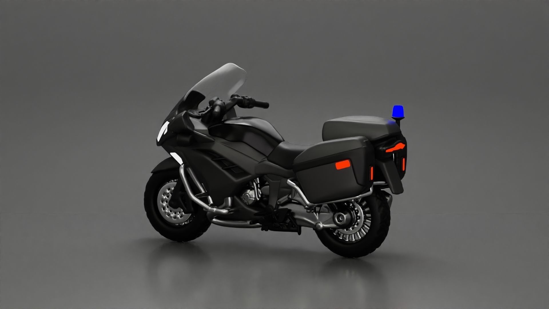 Motorcycle police officer stopped at a red light 3D print model_15