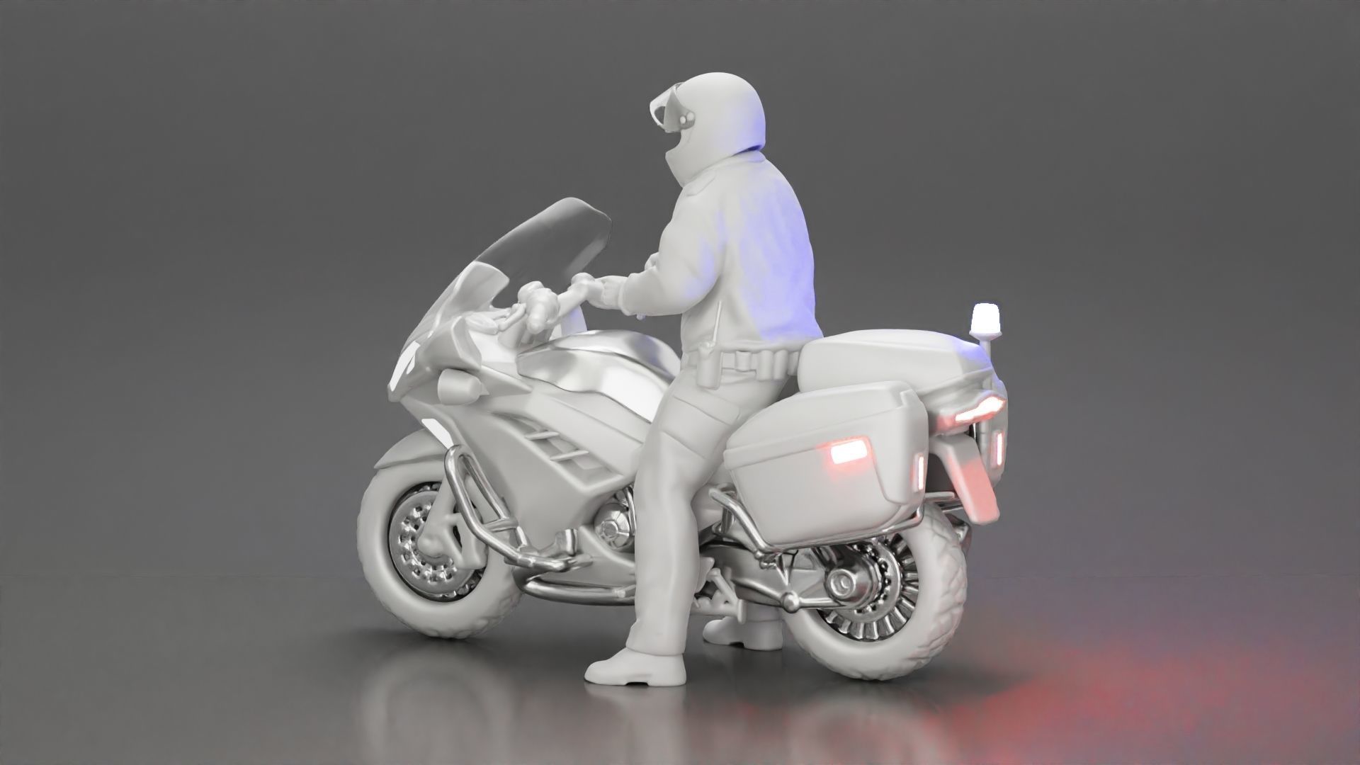 Motorcycle police officer stopped at a red light 3D print model_21