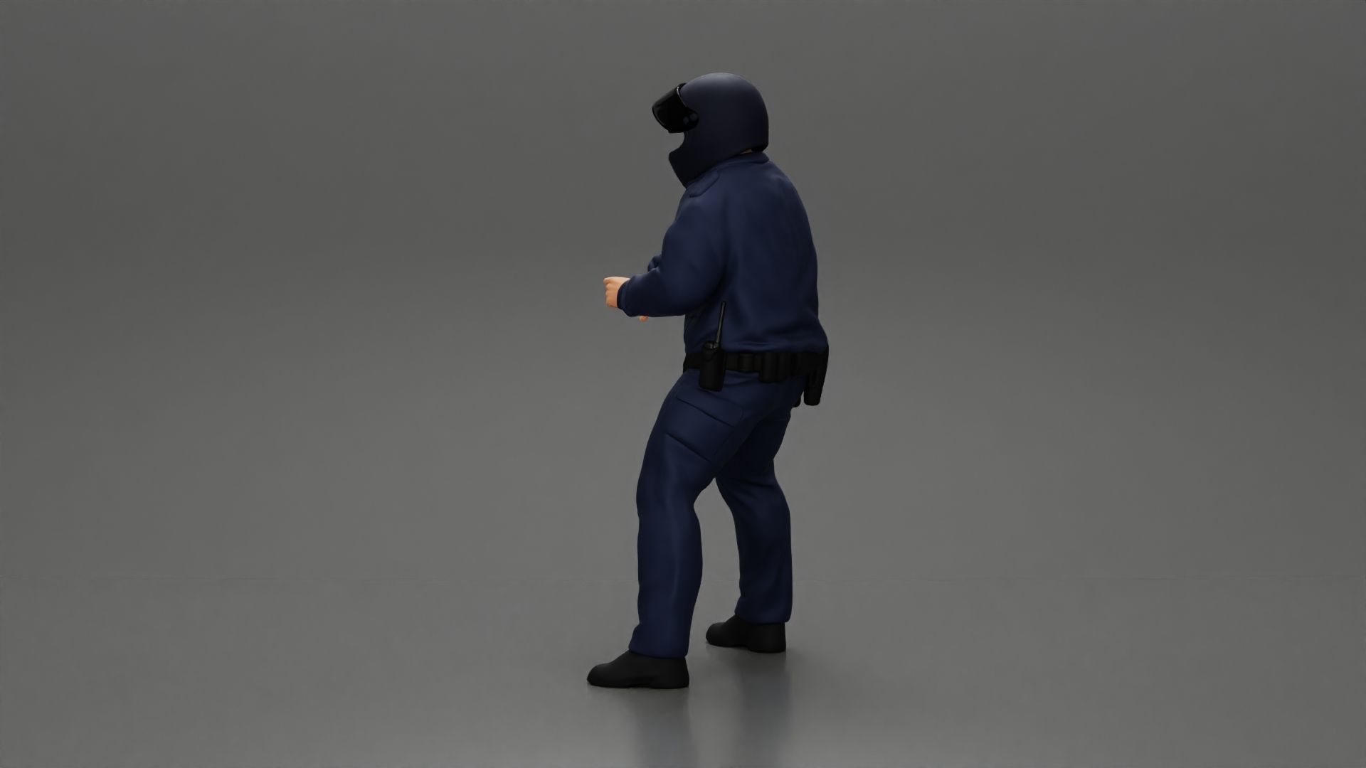 Motorcycle police officer stopped at a red light 3D print model_10