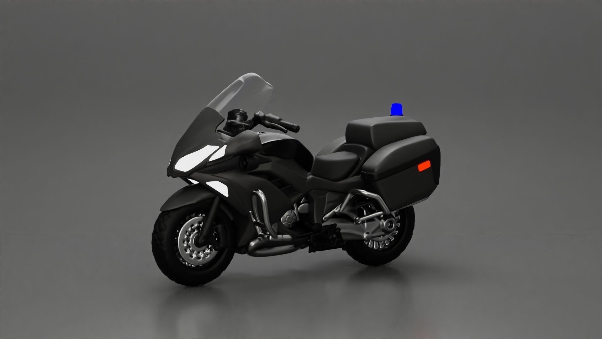 Motorcycle police officer stopped at a red light 3D print model_16