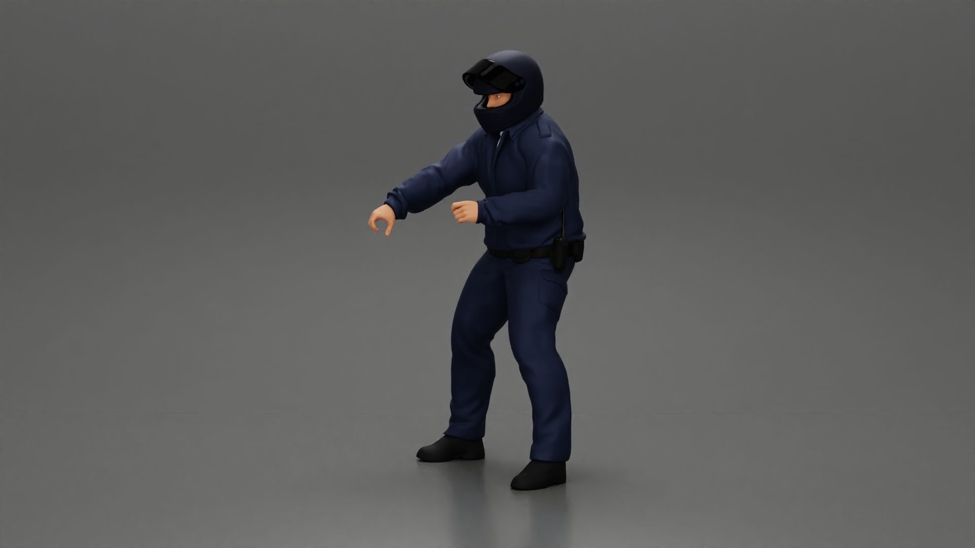 Motorcycle police officer stopped at a red light 3D print model_11
