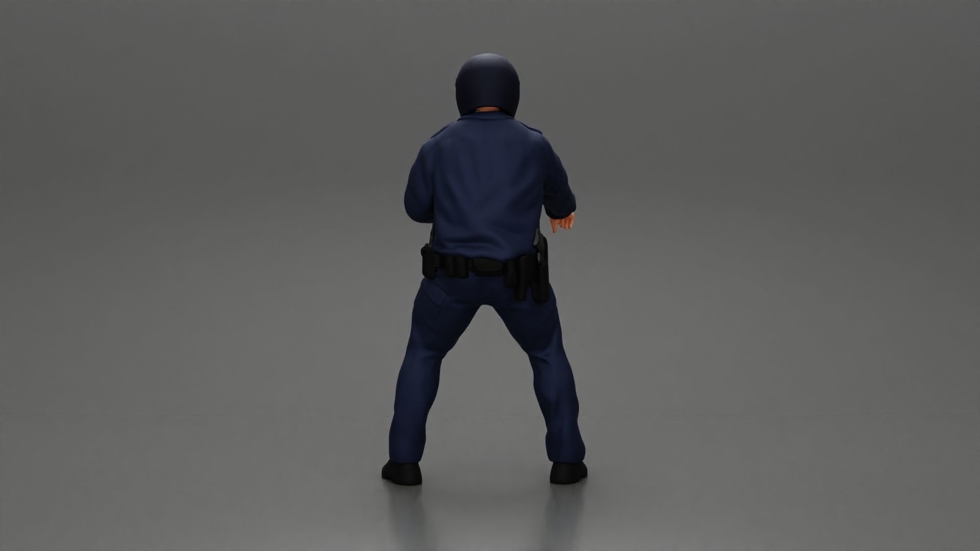 Motorcycle police officer stopped at a red light 3D print model_9