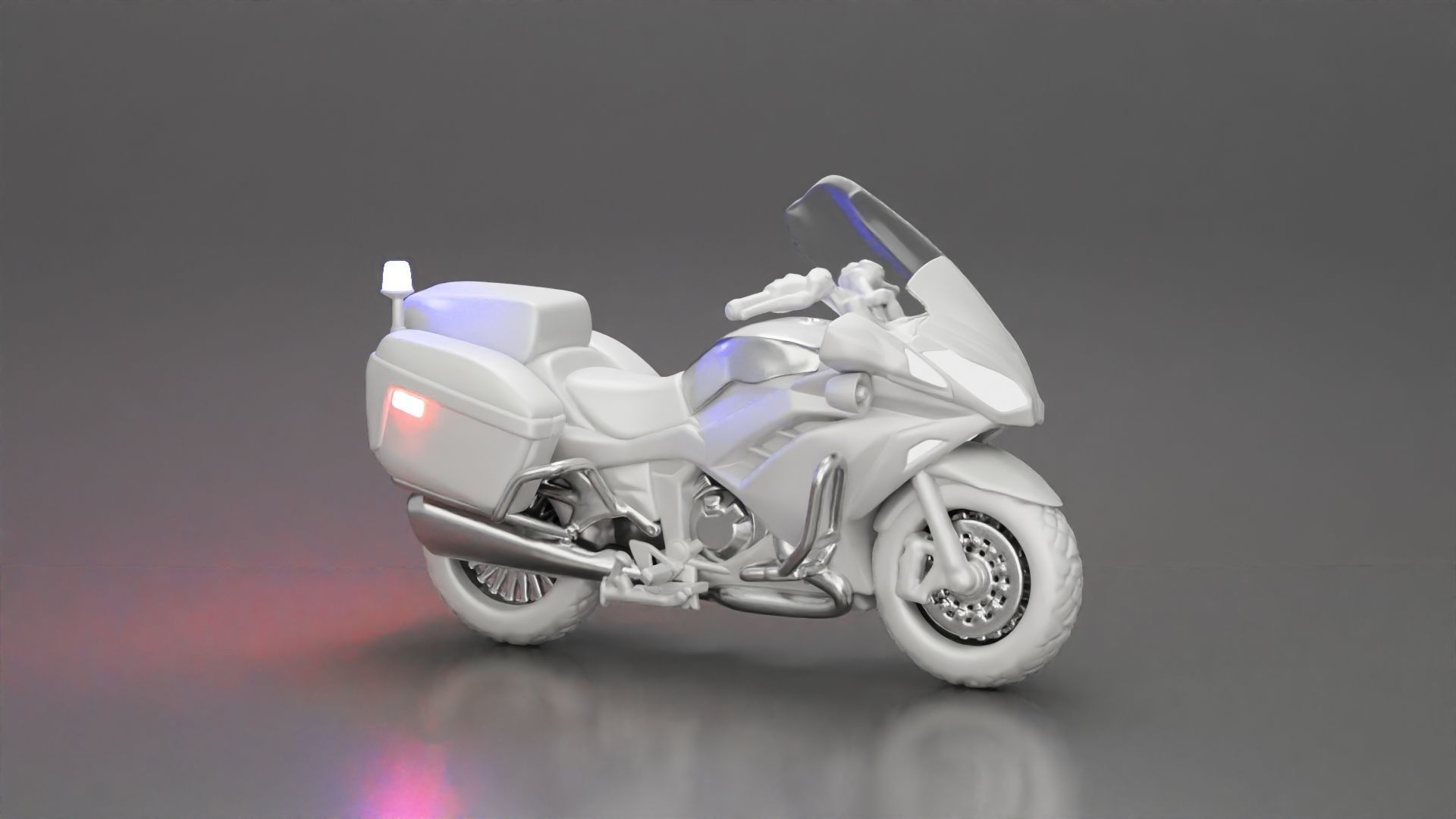Motorcycle police officer stopped at a red light 3D print model_30
