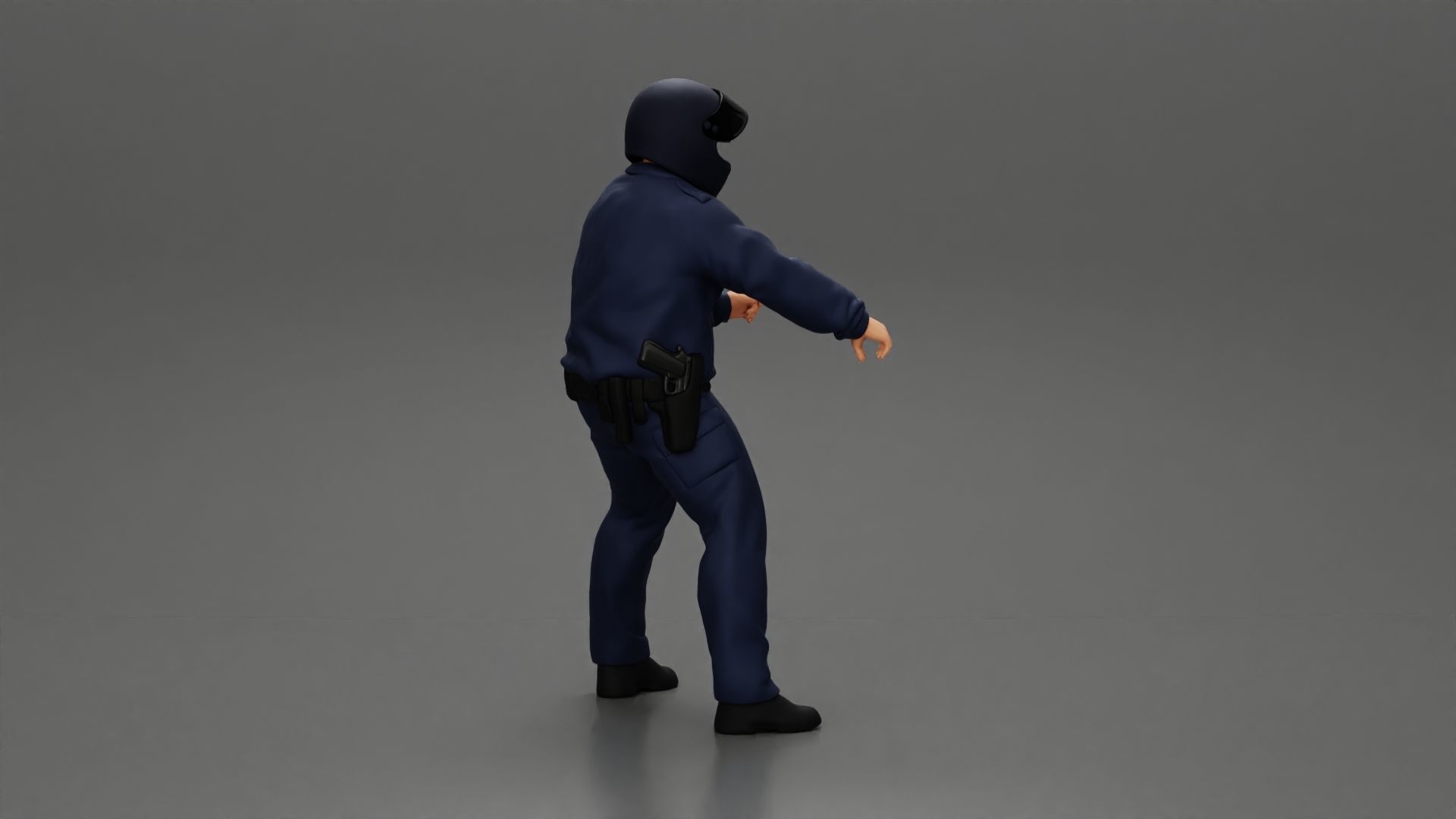Motorcycle police officer stopped at a red light 3D print model_8