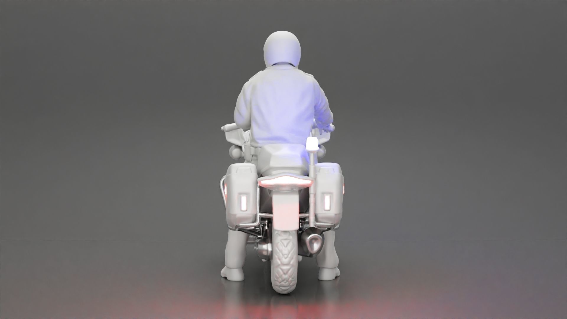 Motorcycle police officer stopped at a red light 3D print model_20