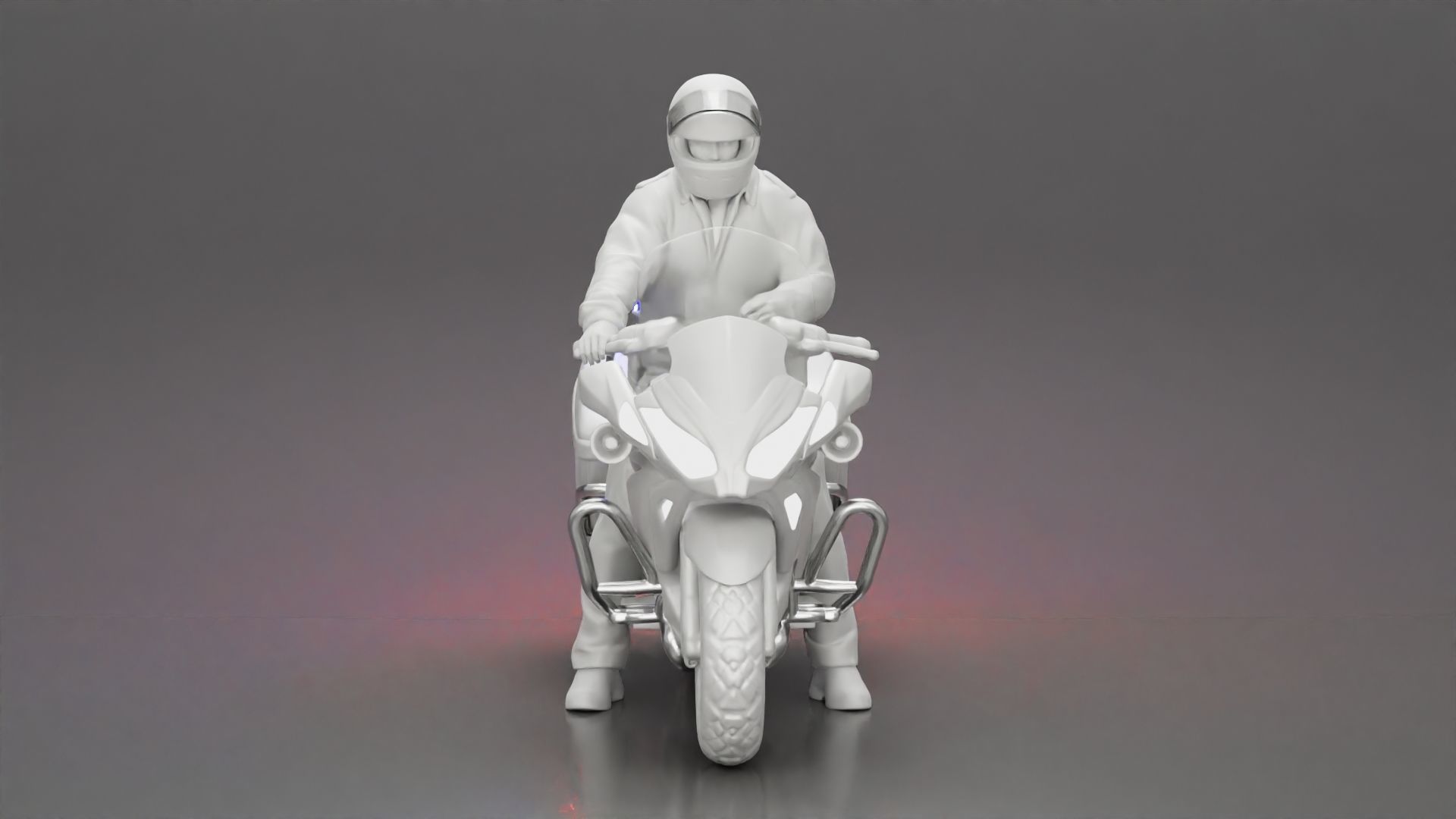Motorcycle police officer stopped at a red light 3D print model_23