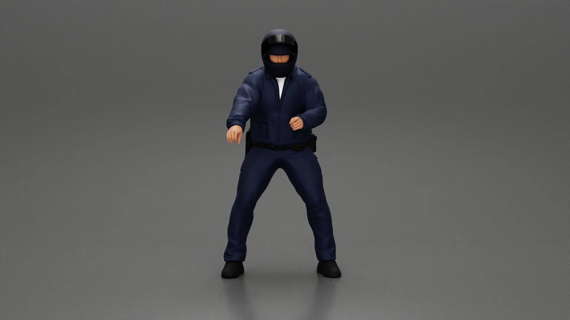 Motorcycle police officer stopped at a red light 3D print model_12