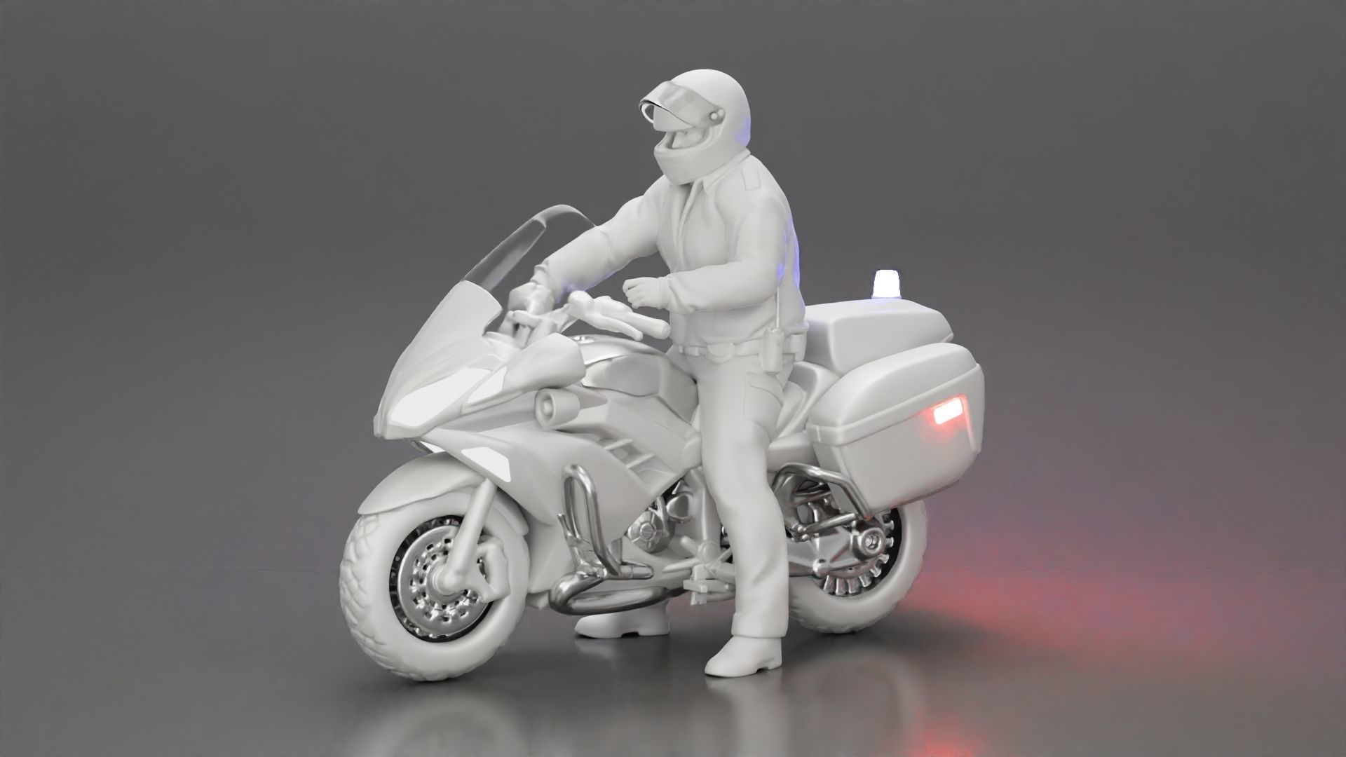 Motorcycle police officer stopped at a red light 3D print model_22