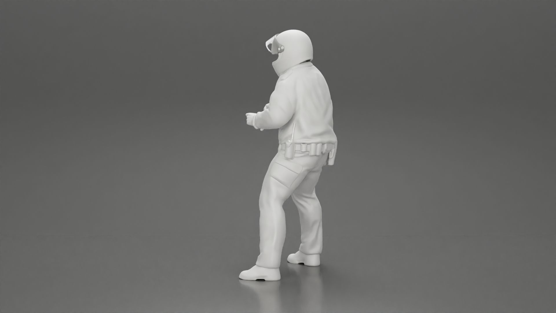 Motorcycle police officer stopped at a red light 3D print model_27