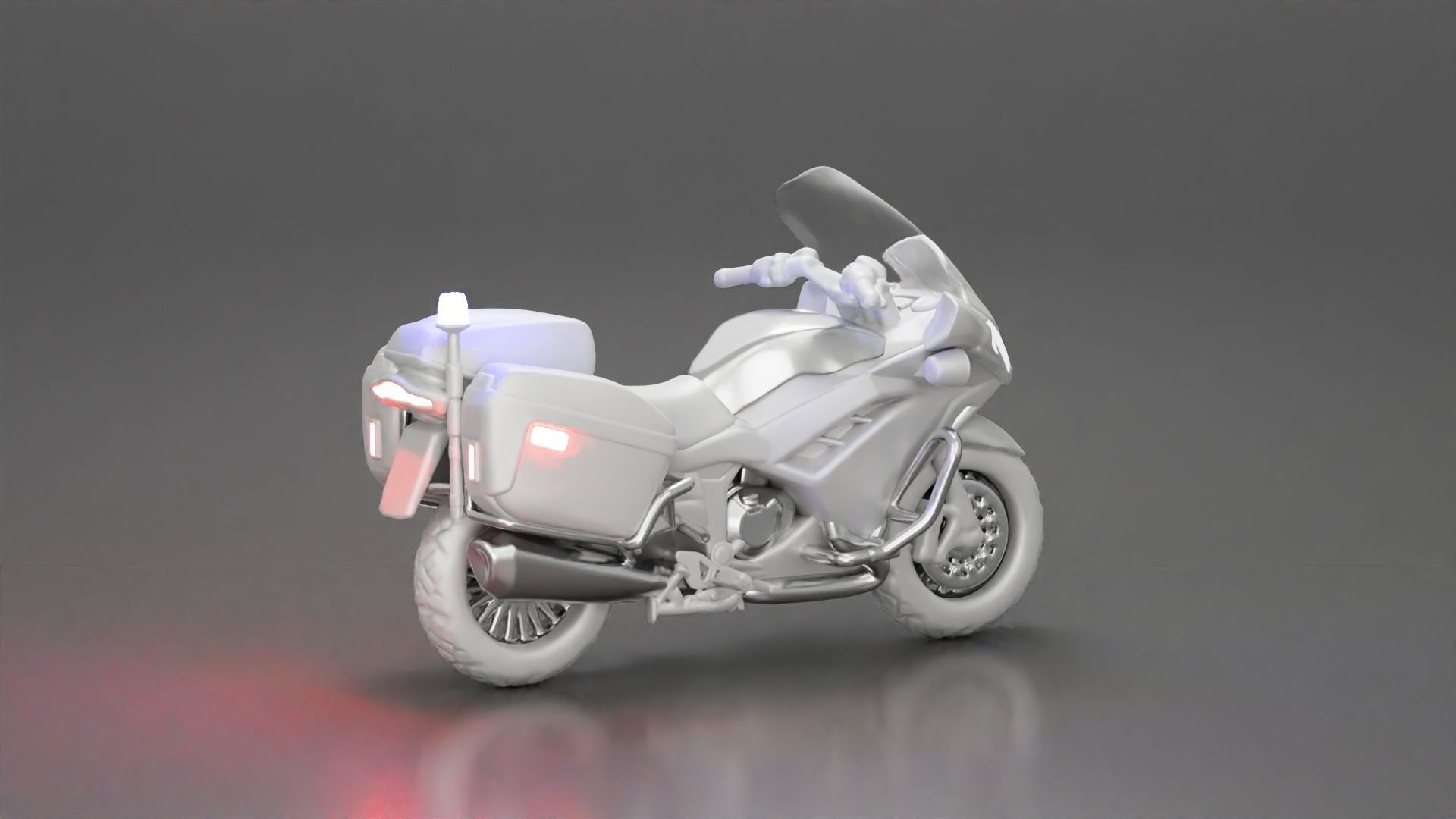 Motorcycle police officer stopped at a red light 3D print model_31