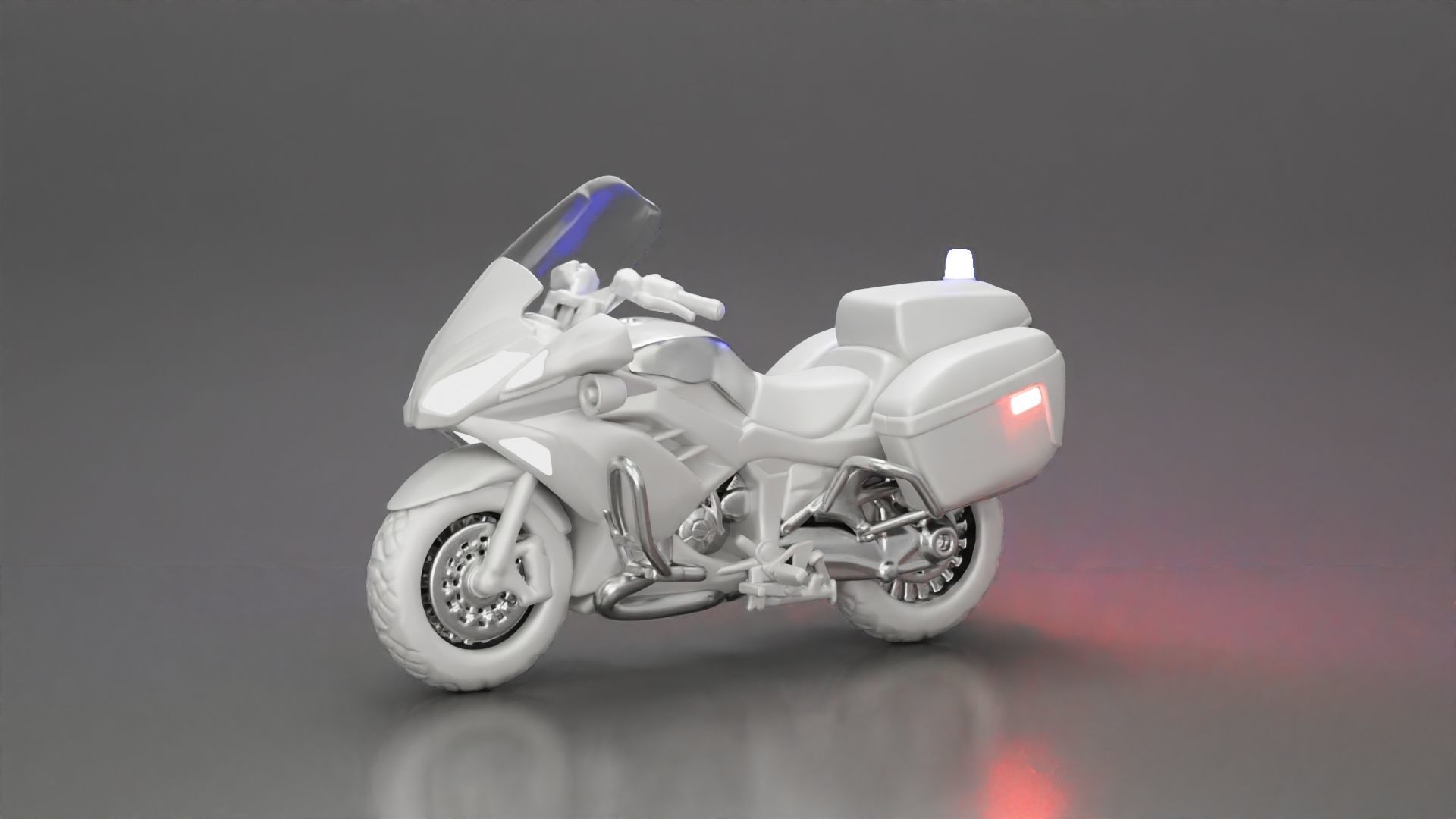 Motorcycle police officer stopped at a red light 3D print model_34