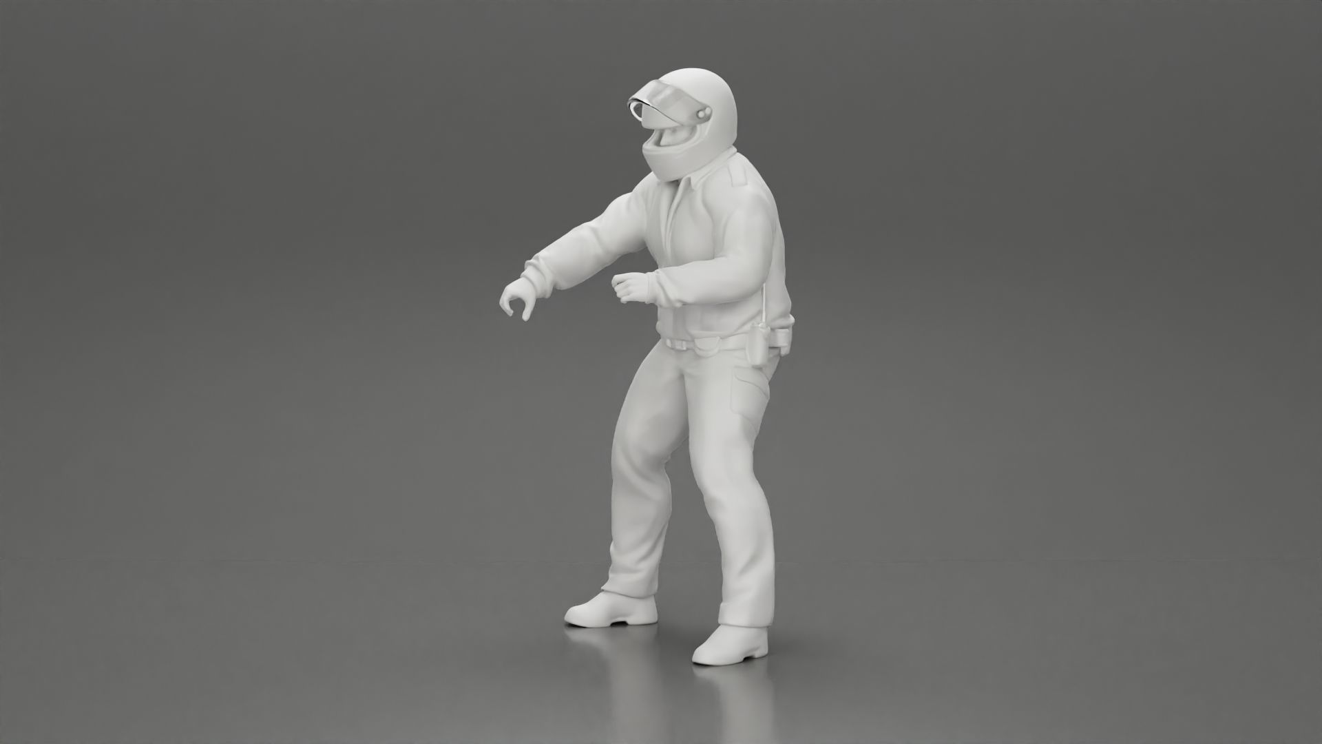 Motorcycle police officer stopped at a red light 3D print model_28