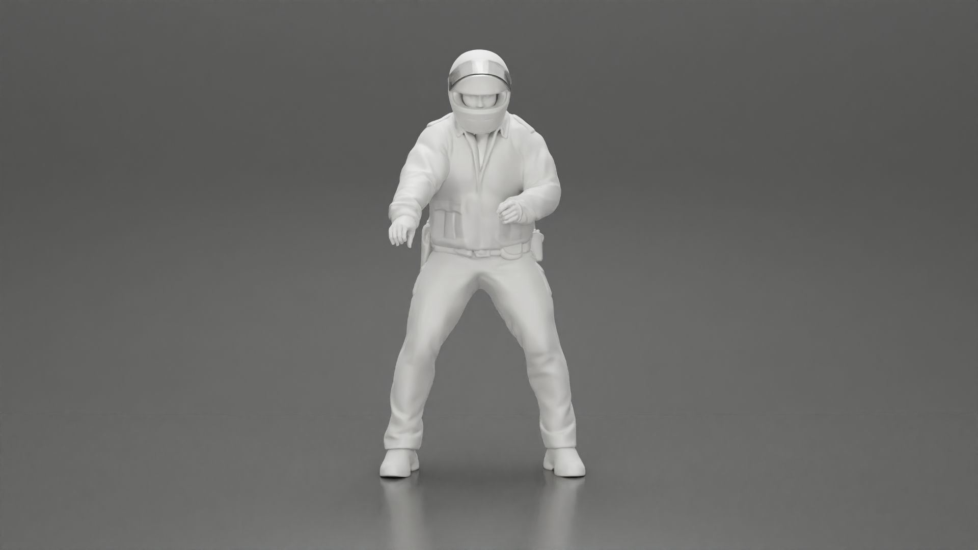 Motorcycle police officer stopped at a red light 3D print model_29