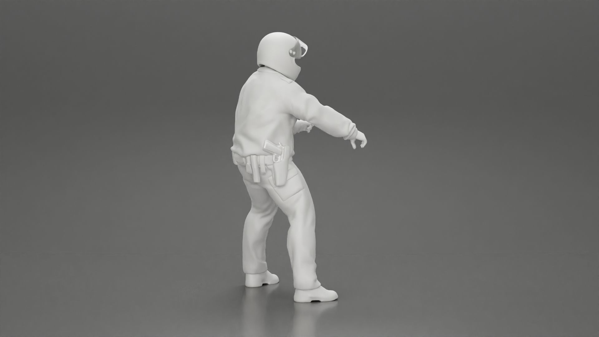 Motorcycle police officer stopped at a red light 3D print model_25