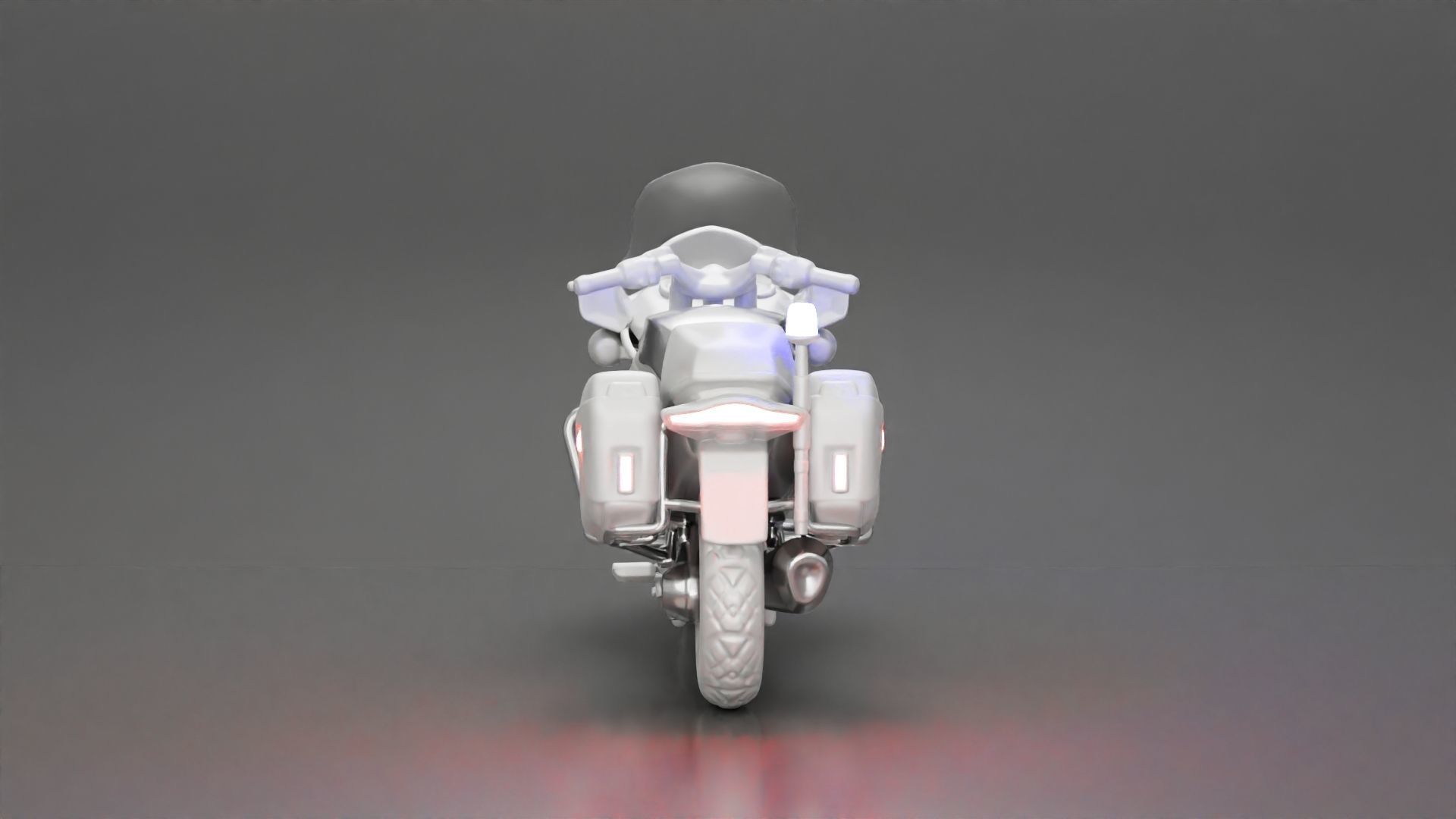 Motorcycle police officer stopped at a red light 3D print model_32