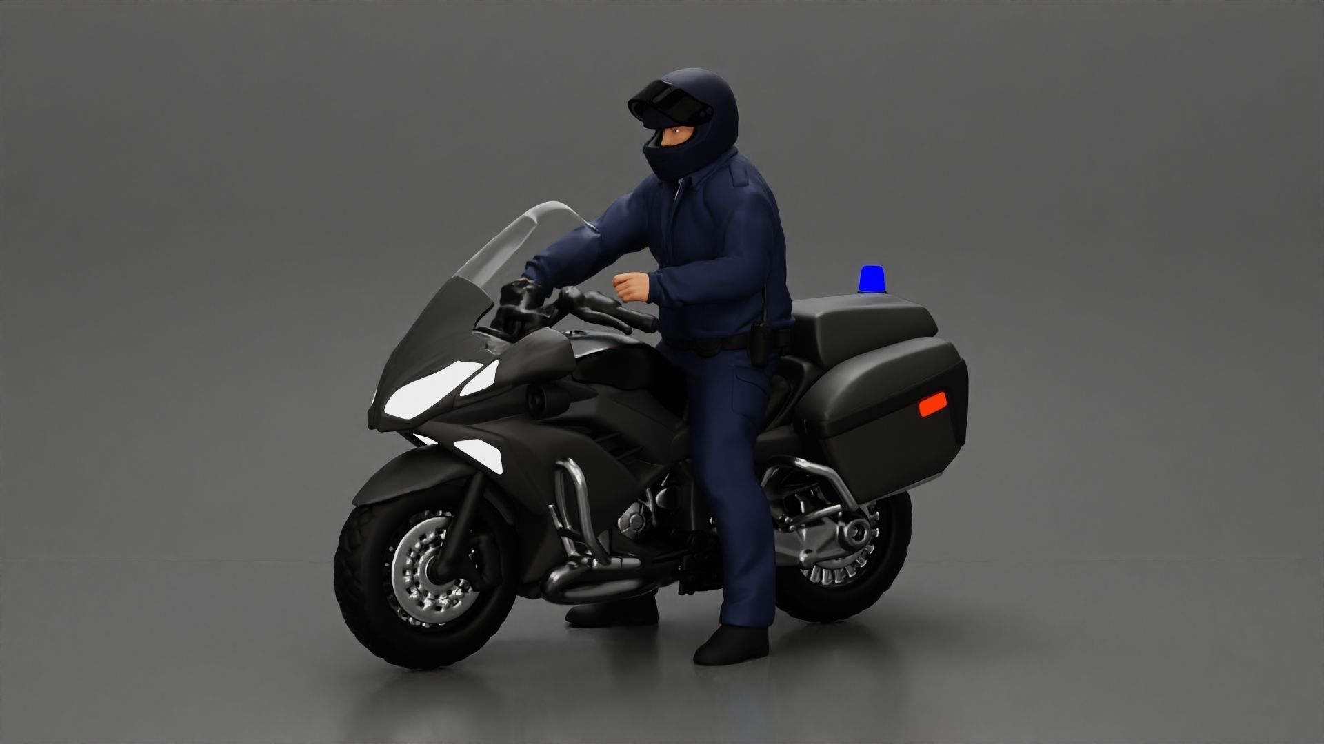 Motorcycle police officer stopped at a red light 3D print model_6