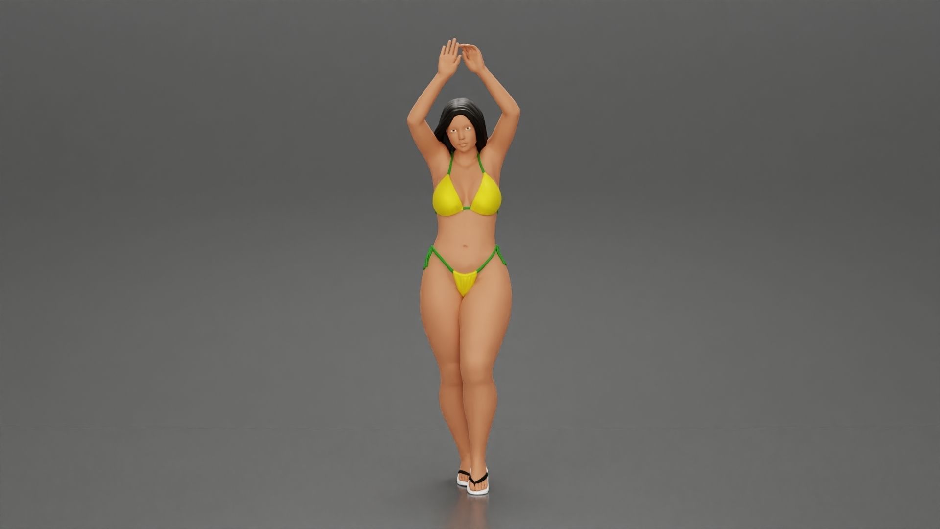 beautiful woman in a bikini with sunglasses on the beach 3D print model_1