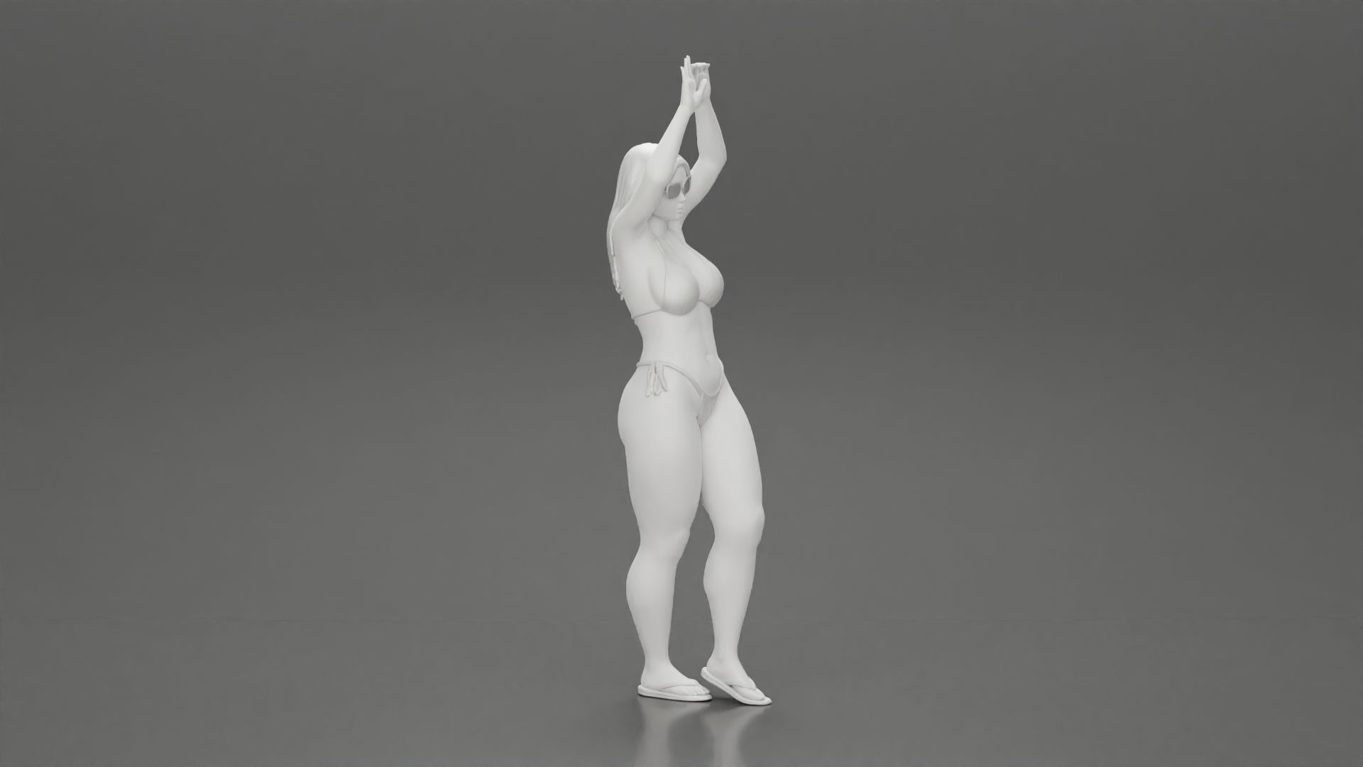 beautiful woman in a bikini with sunglasses on the beach 3D print model_8