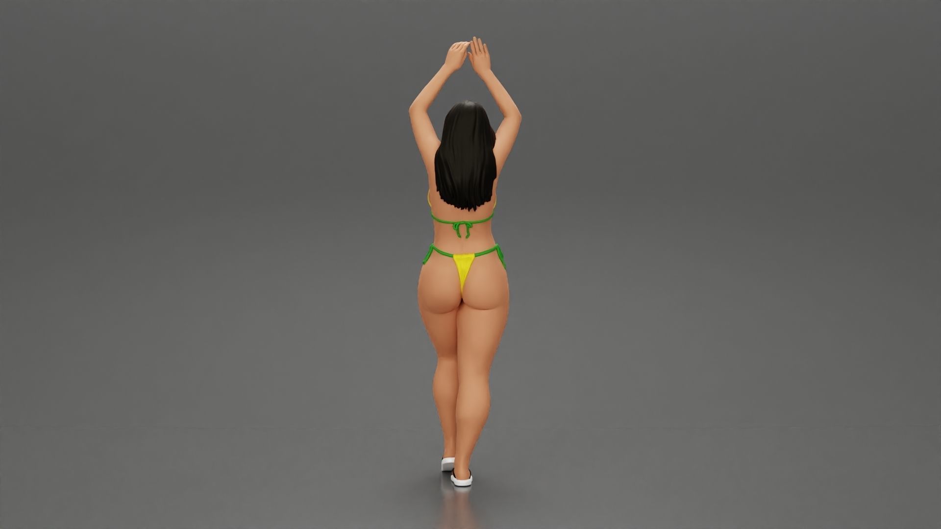 beautiful woman in a bikini with sunglasses on the beach 3D print model_4