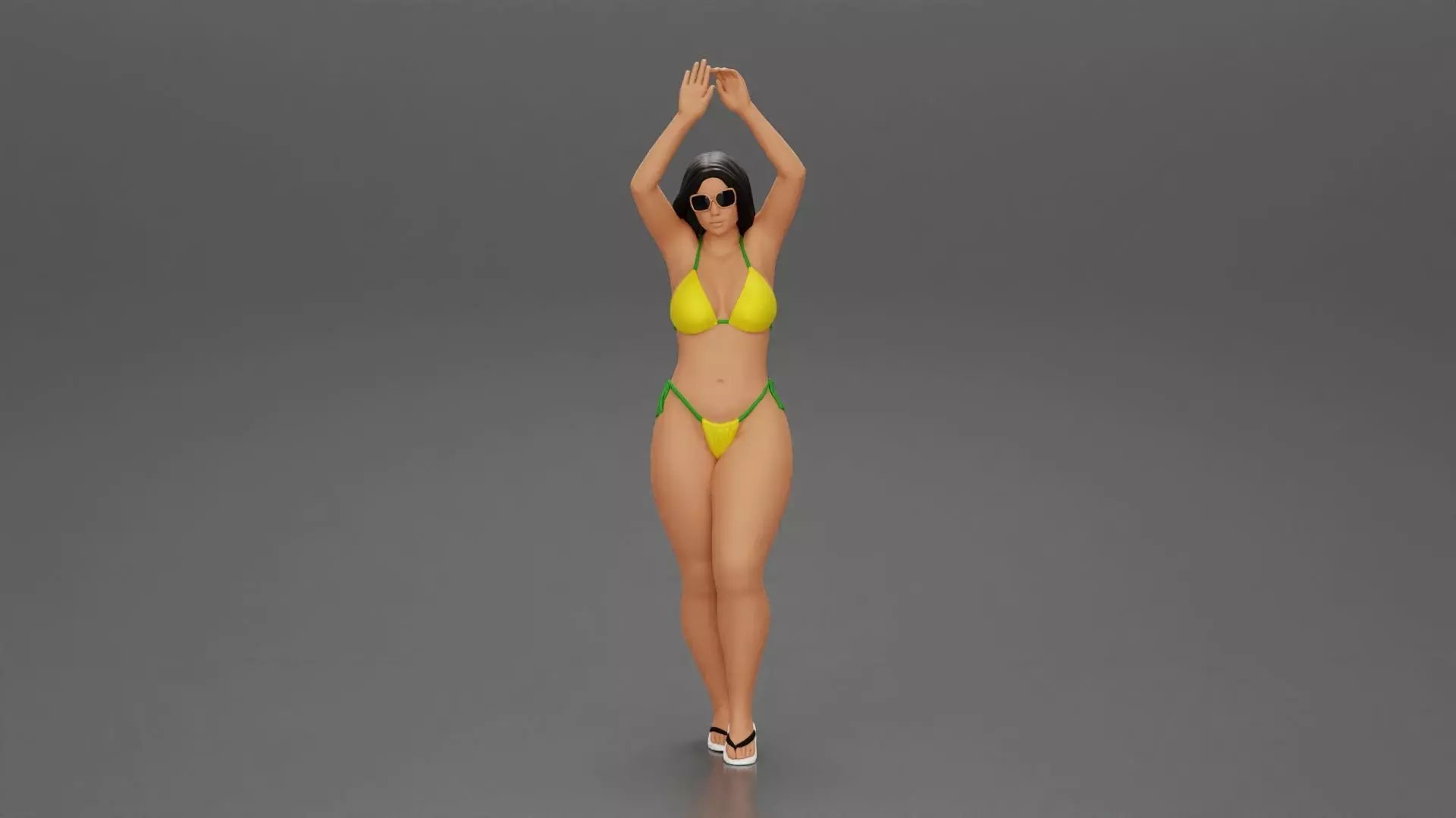 beautiful woman in a bikini with sunglasses on the beach 3D print model_0