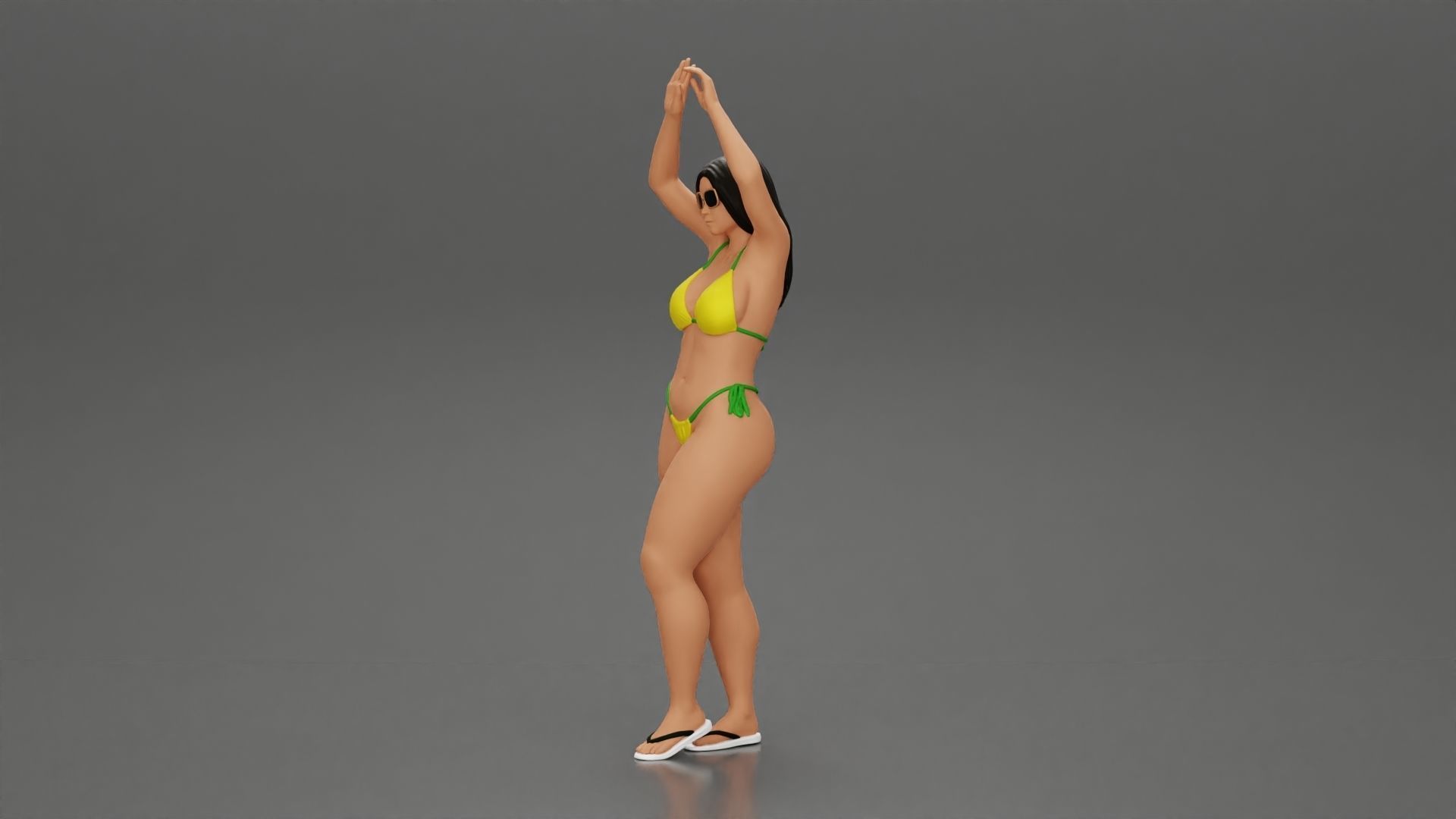 beautiful woman in a bikini with sunglasses on the beach 3D print model_6
