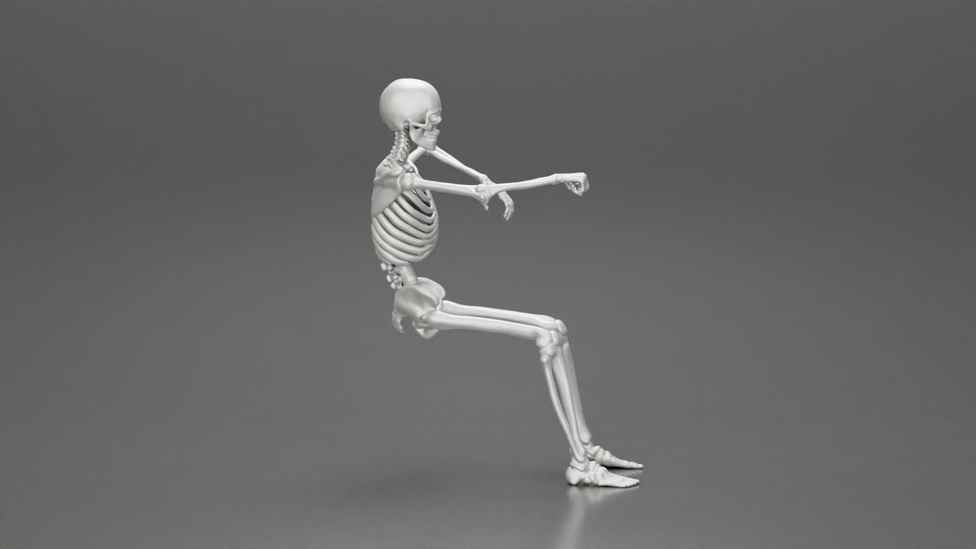 Skeleton with arm on window driving the car 3D print model_2