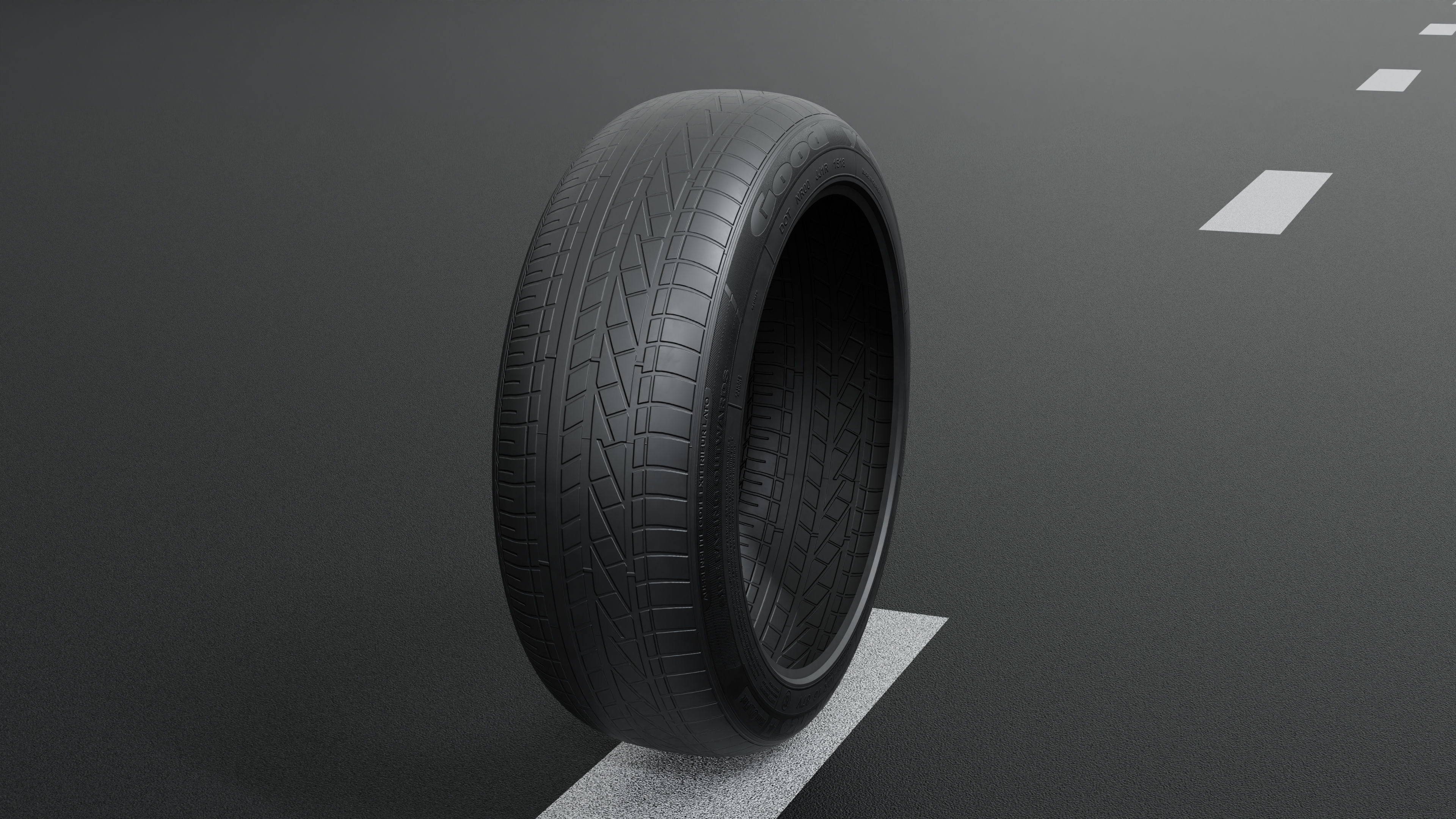 Good Year Lowpoly Tire 02 Low-poly 3D model_4