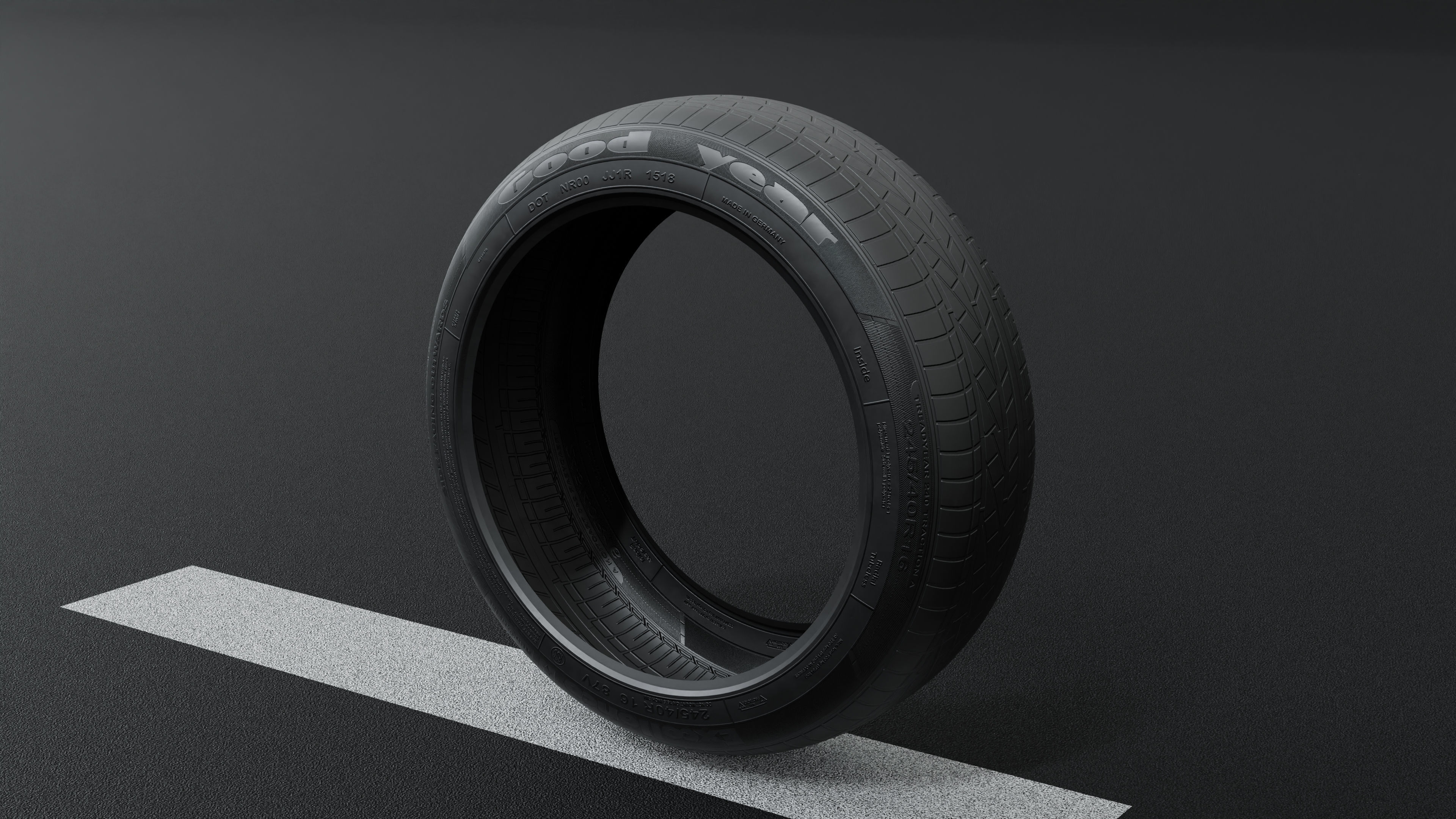 Good Year Lowpoly Tire 02 Low-poly 3D model_2