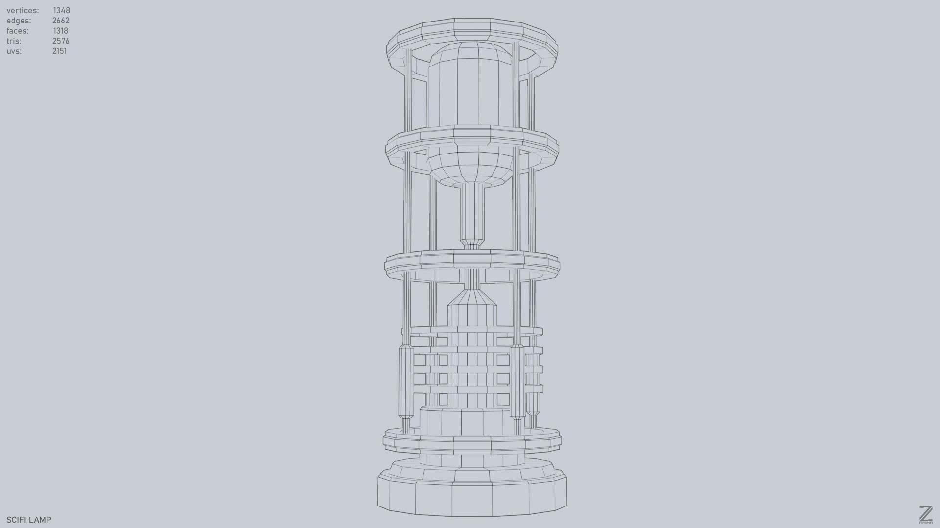 Sci fi lamp Low-poly 3D model_15