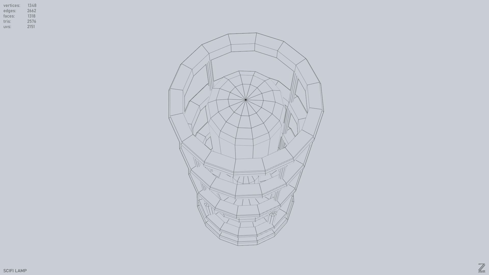 Sci fi lamp Low-poly 3D model_12