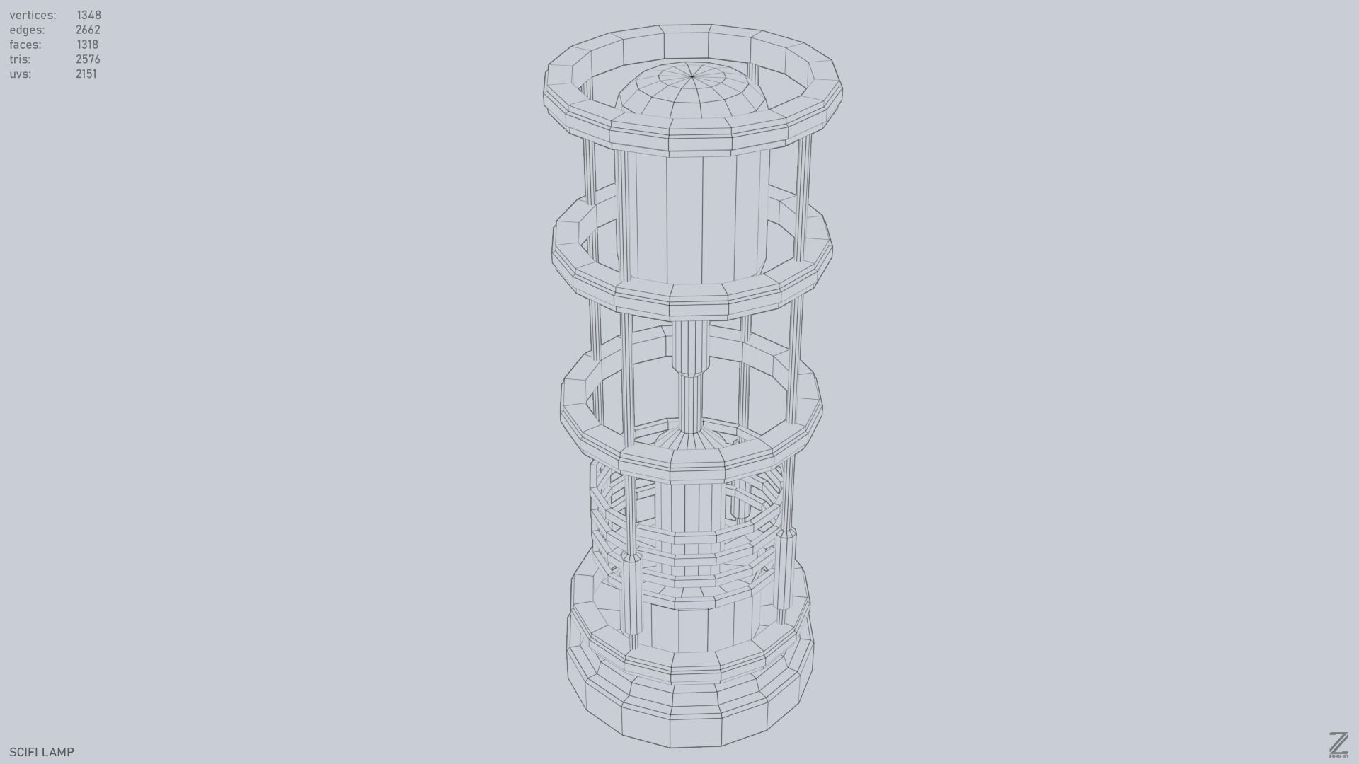 Sci fi lamp Low-poly 3D model_10