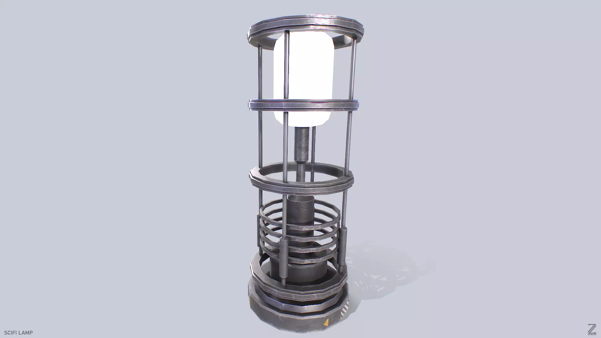 Sci fi lamp Low-poly 3D model_0