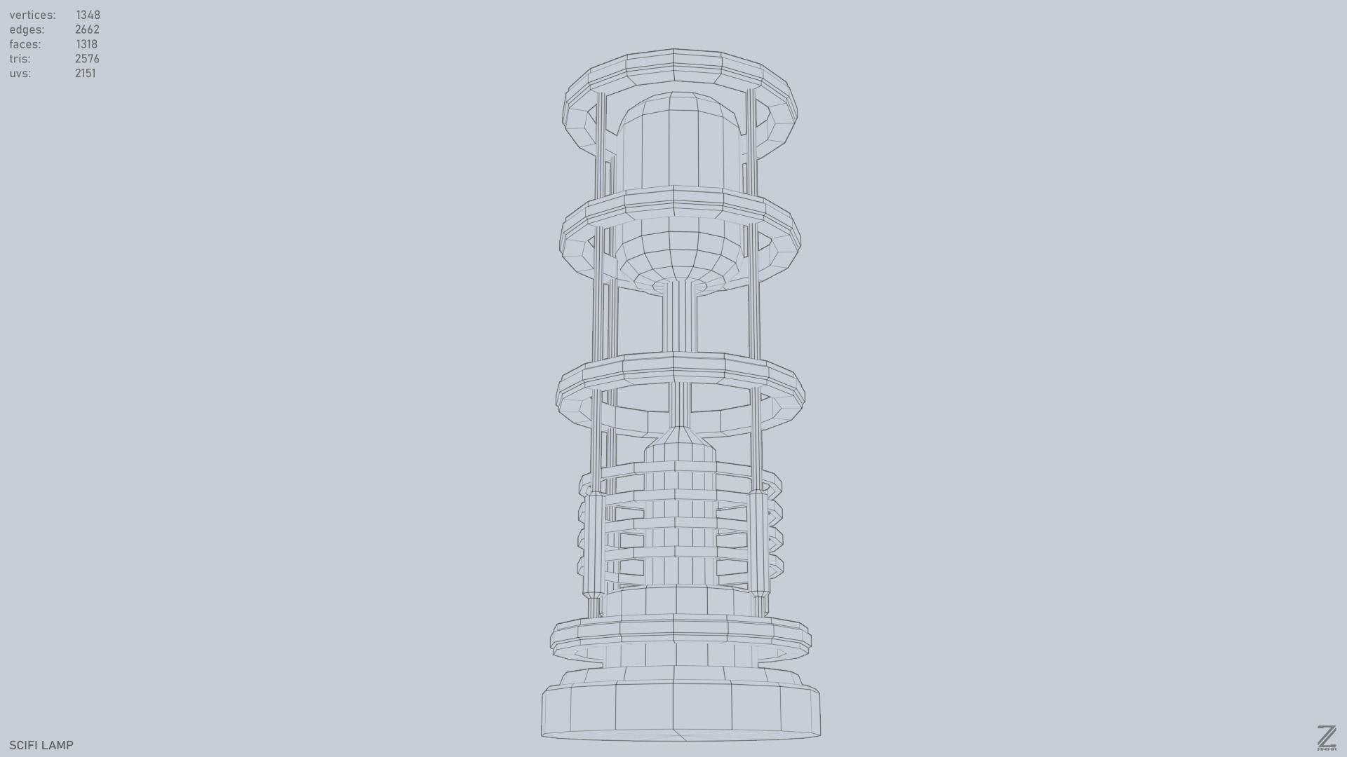 Sci fi lamp Low-poly 3D model_13