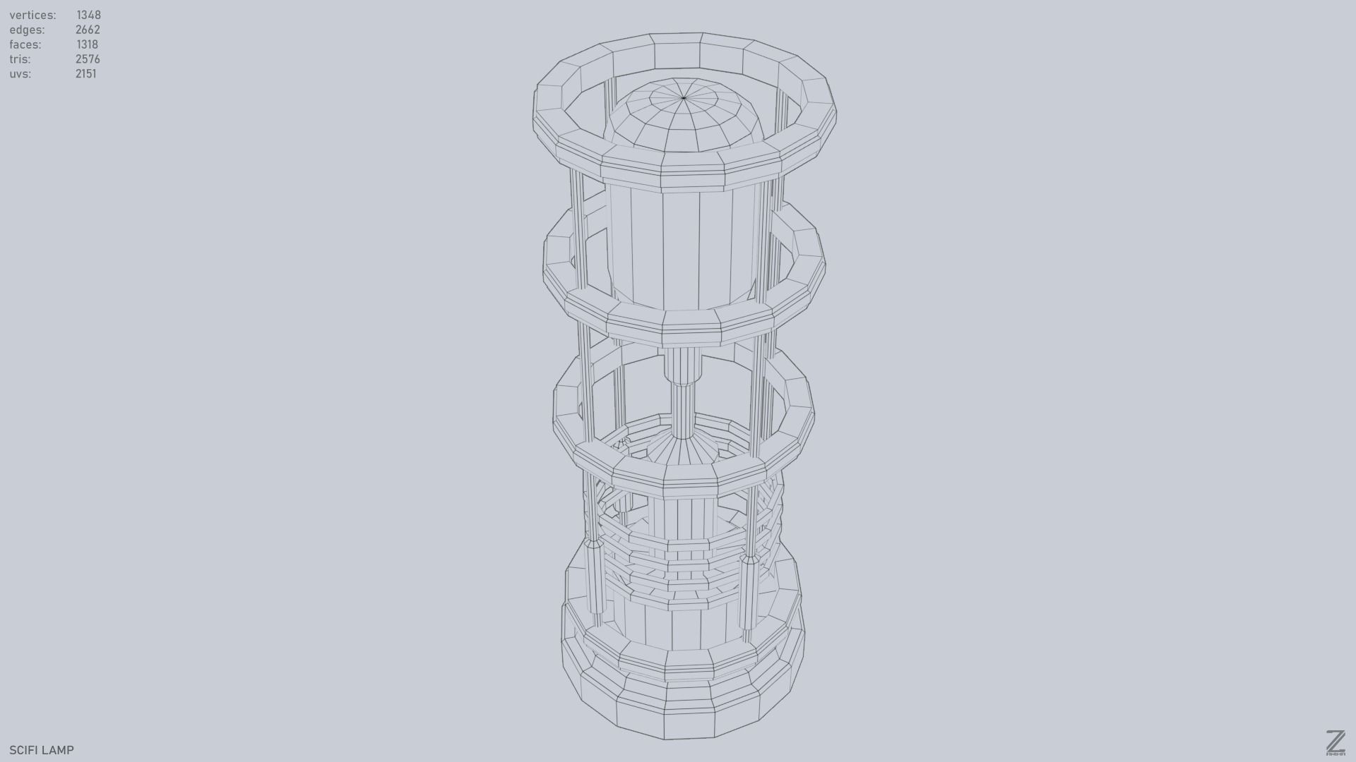 Sci fi lamp Low-poly 3D model_14