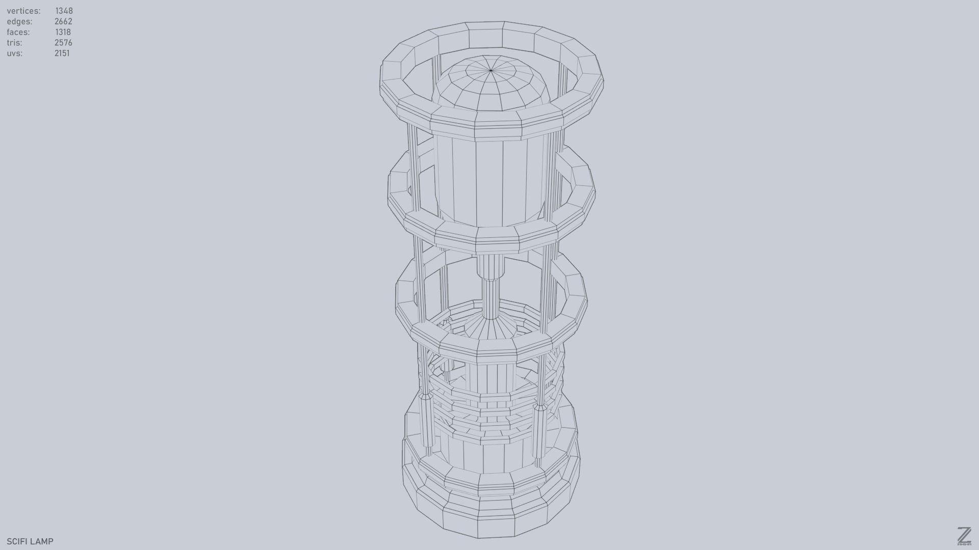 Sci fi lamp Low-poly 3D model_11