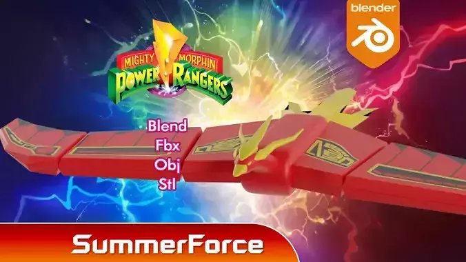 Firebird Thunderzord - Power Rangers Low-poly 3D model