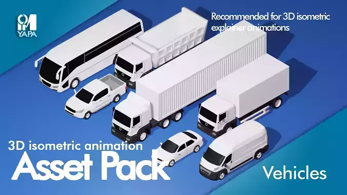 Vehicle pack for 3D isometric explainer videos 3D model
