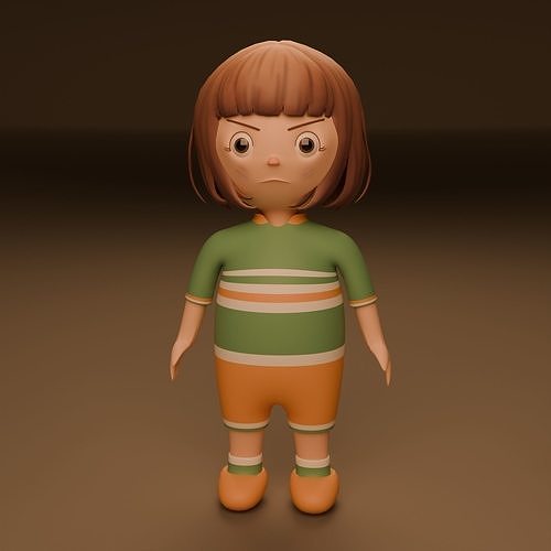Stylized angry girl 3D model