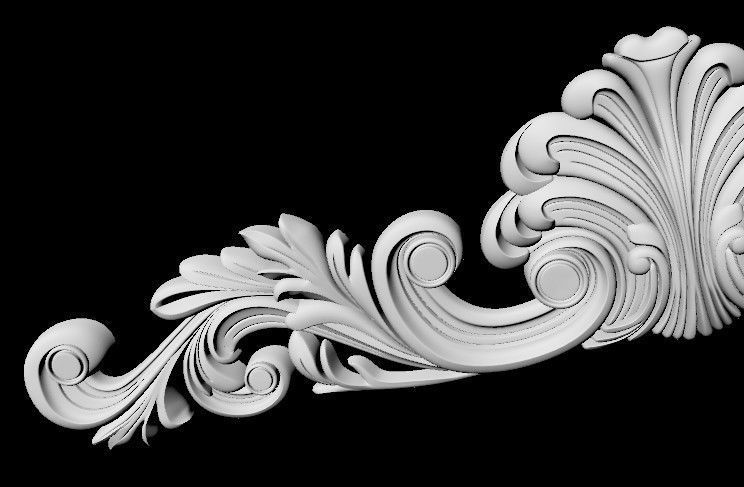 Central decor ornament for furniture 3D model_4