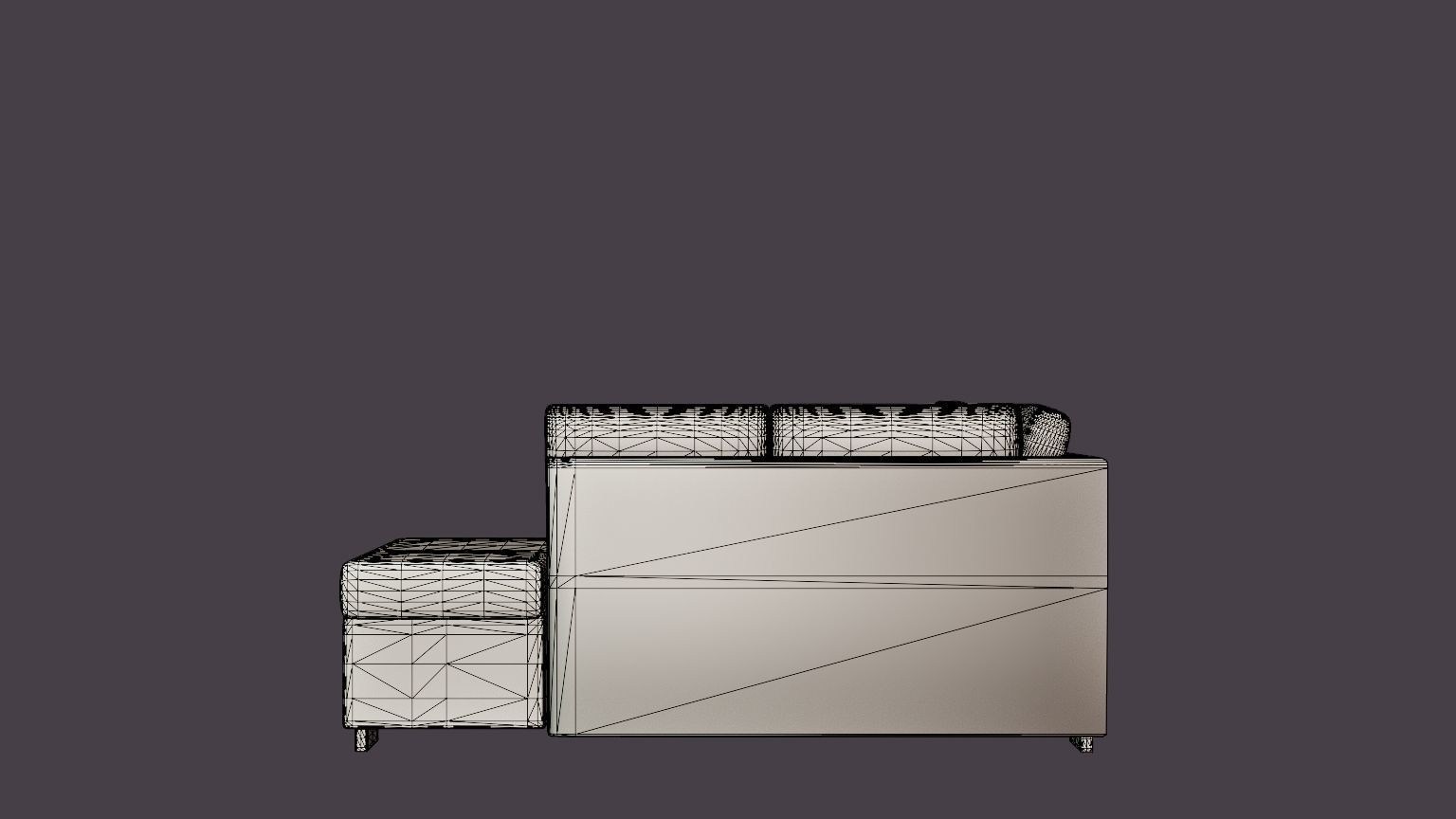 Link U Sofa With Divan Left Black Low-poly 3D model_7