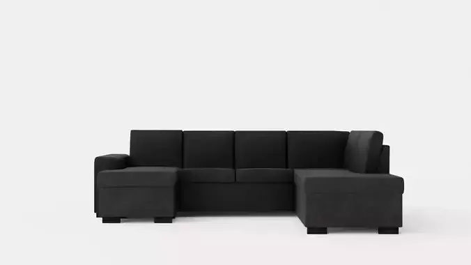 Link U Sofa With Divan Left Black