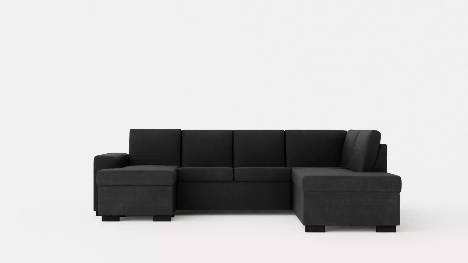 Link U Sofa With Divan Left Black Low-poly 3D model_0