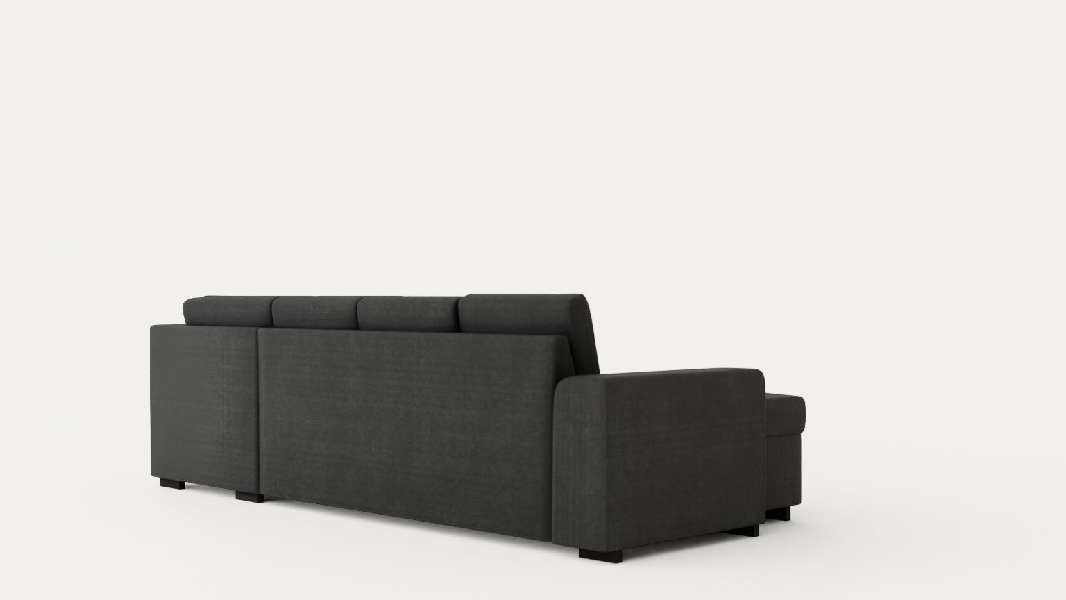 Link U Sofa With Divan Left Black Low-poly 3D model_3
