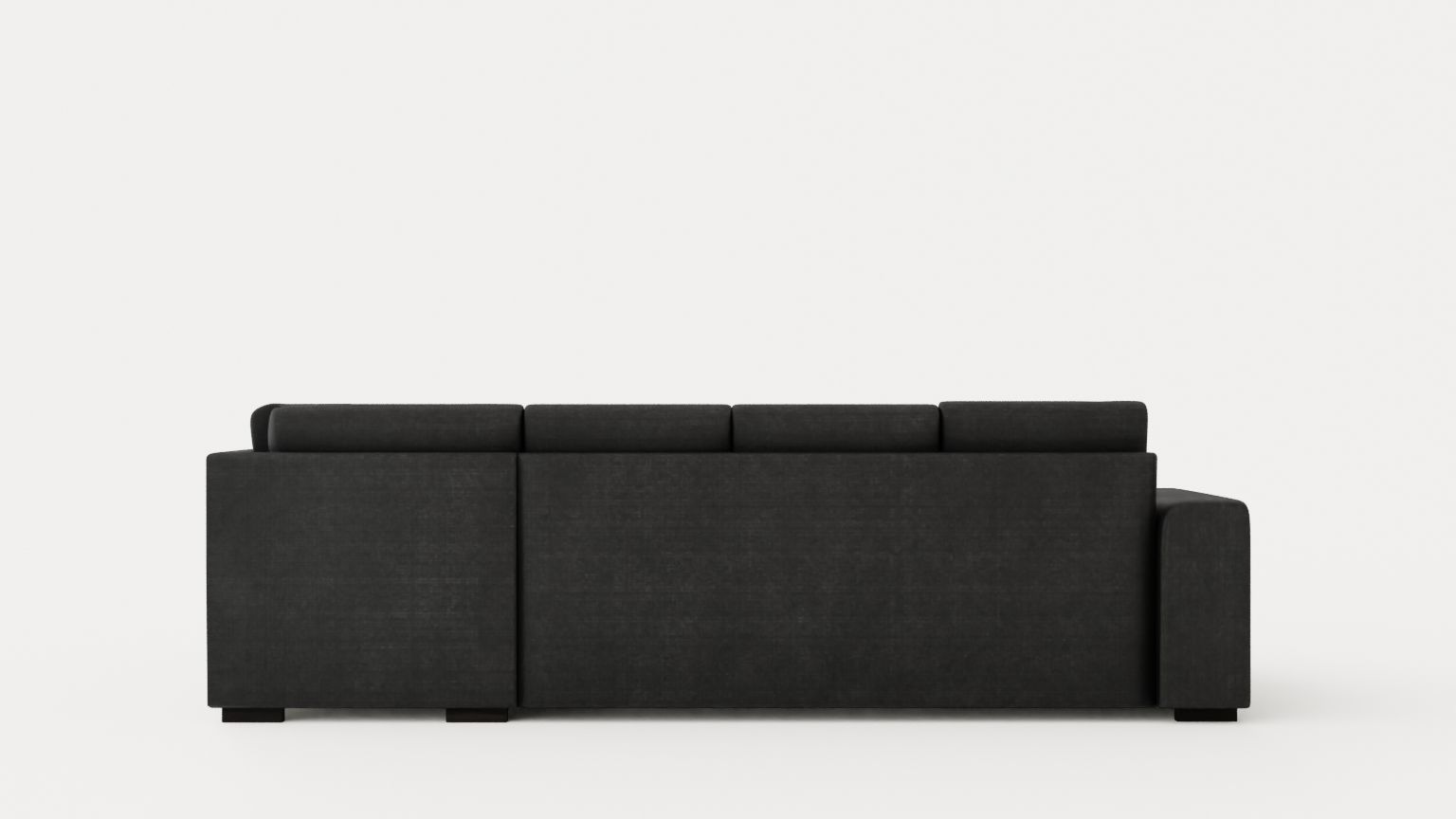 Link U Sofa With Divan Left Black Low-poly 3D model_4