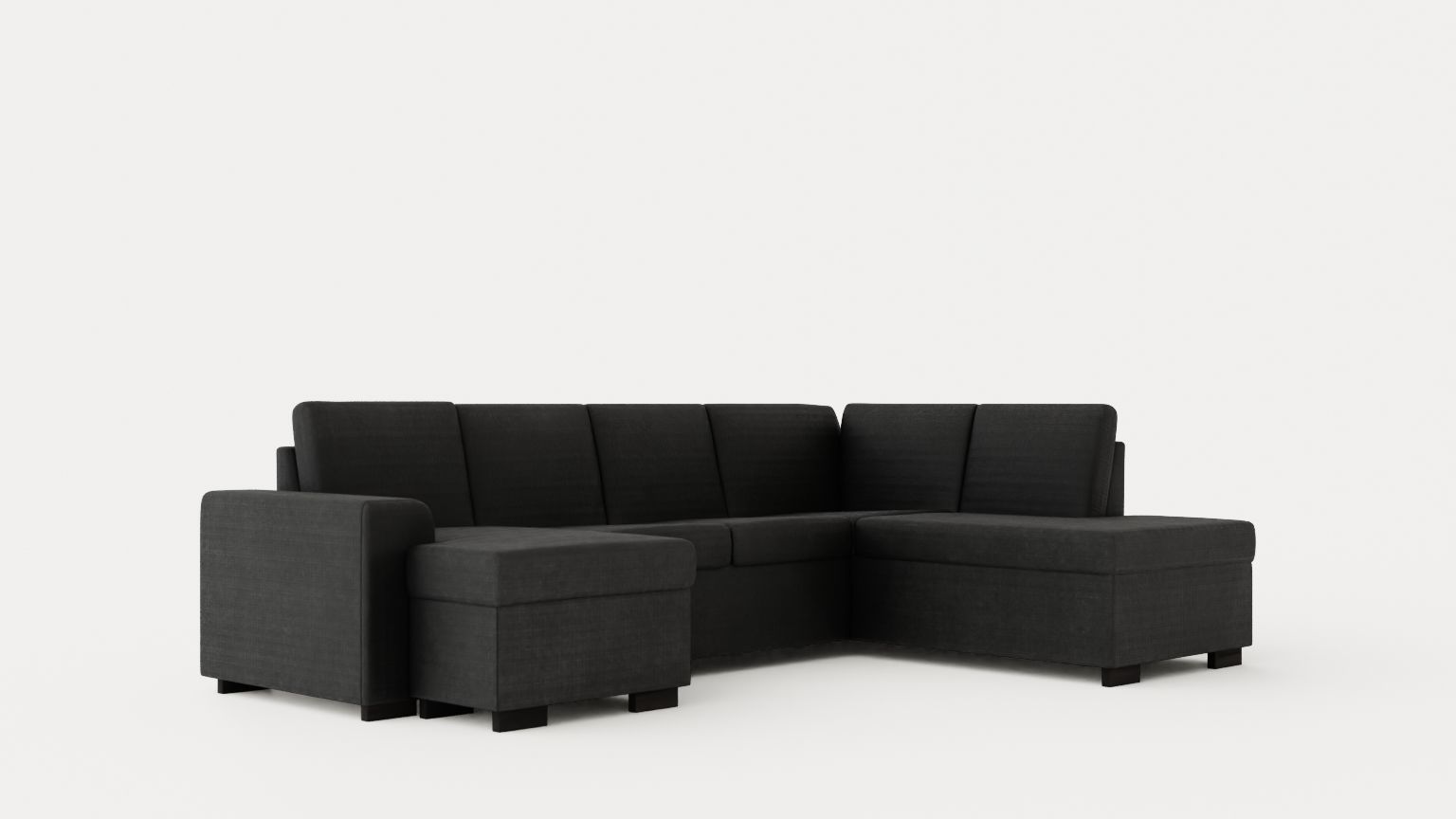 Link U Sofa With Divan Left Black Low-poly 3D model_1